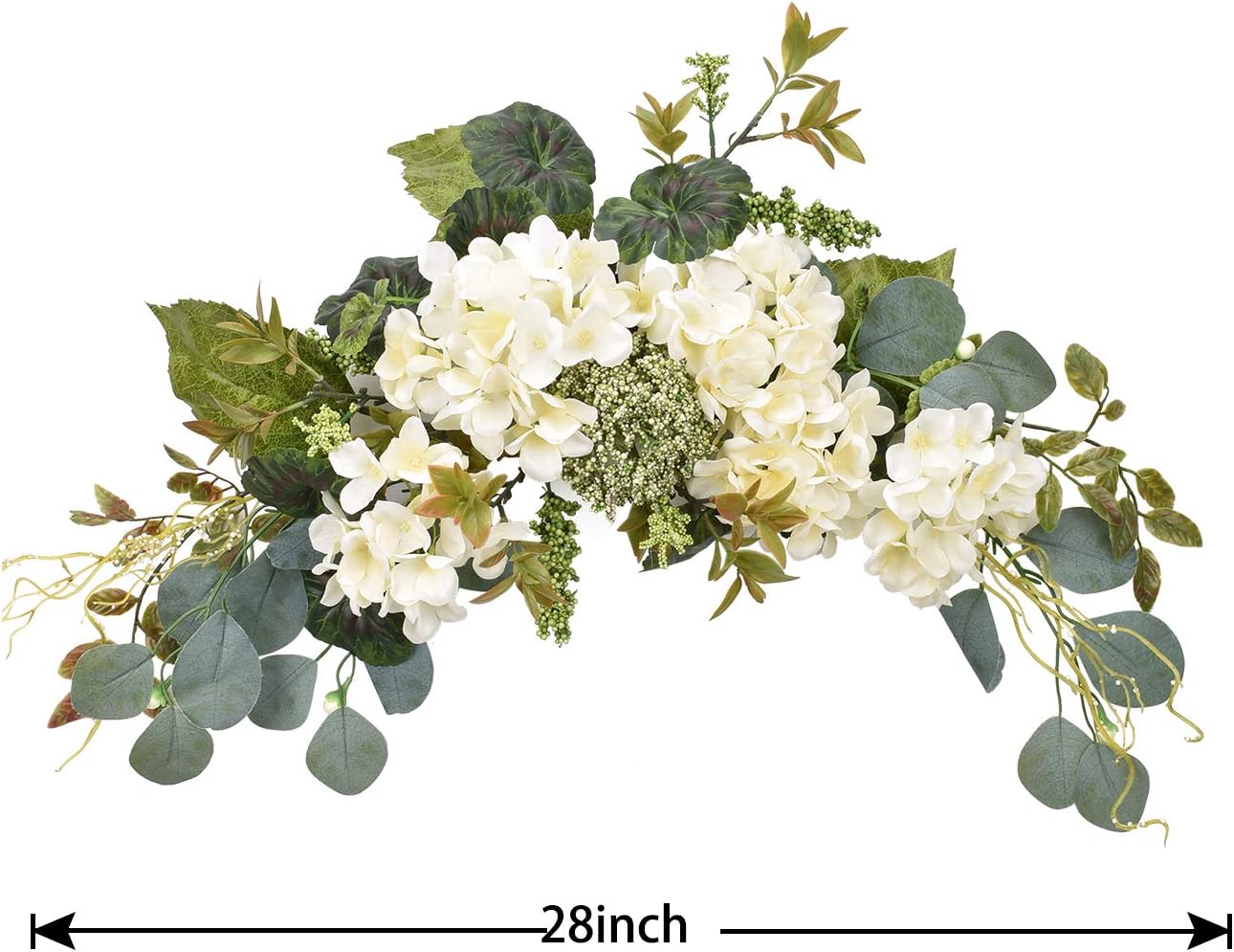 I-GURU Artificial Hydrangea Swag 28 Inch White Decor