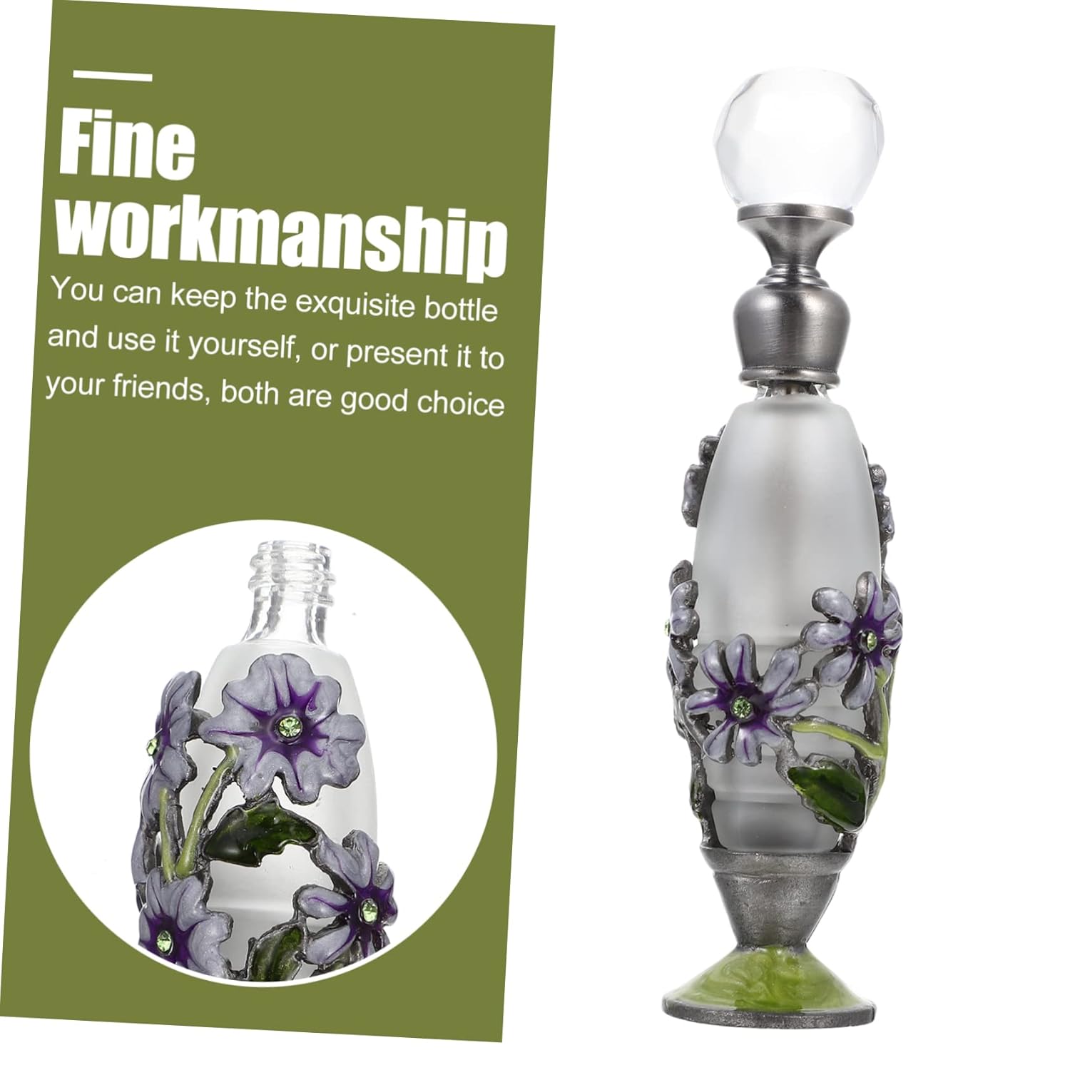 Vintage Painted Perfume Bottle for Essential Oils and Fragrance Storage