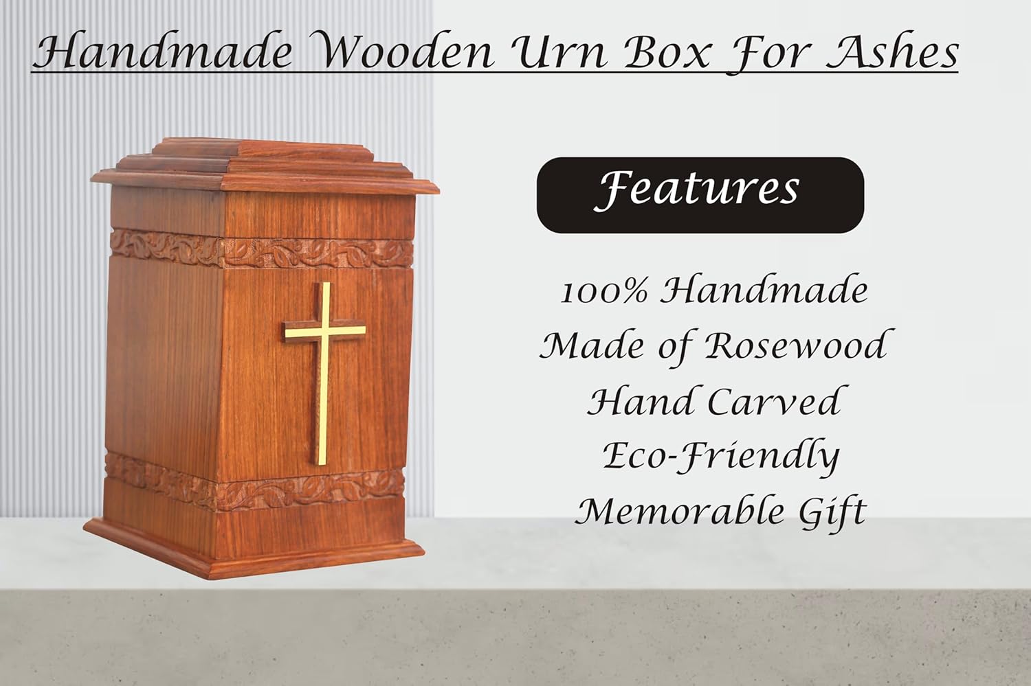 Wooden Urn Box for Adult Ashes Brass Cross Urns Decorative Handmade Urn