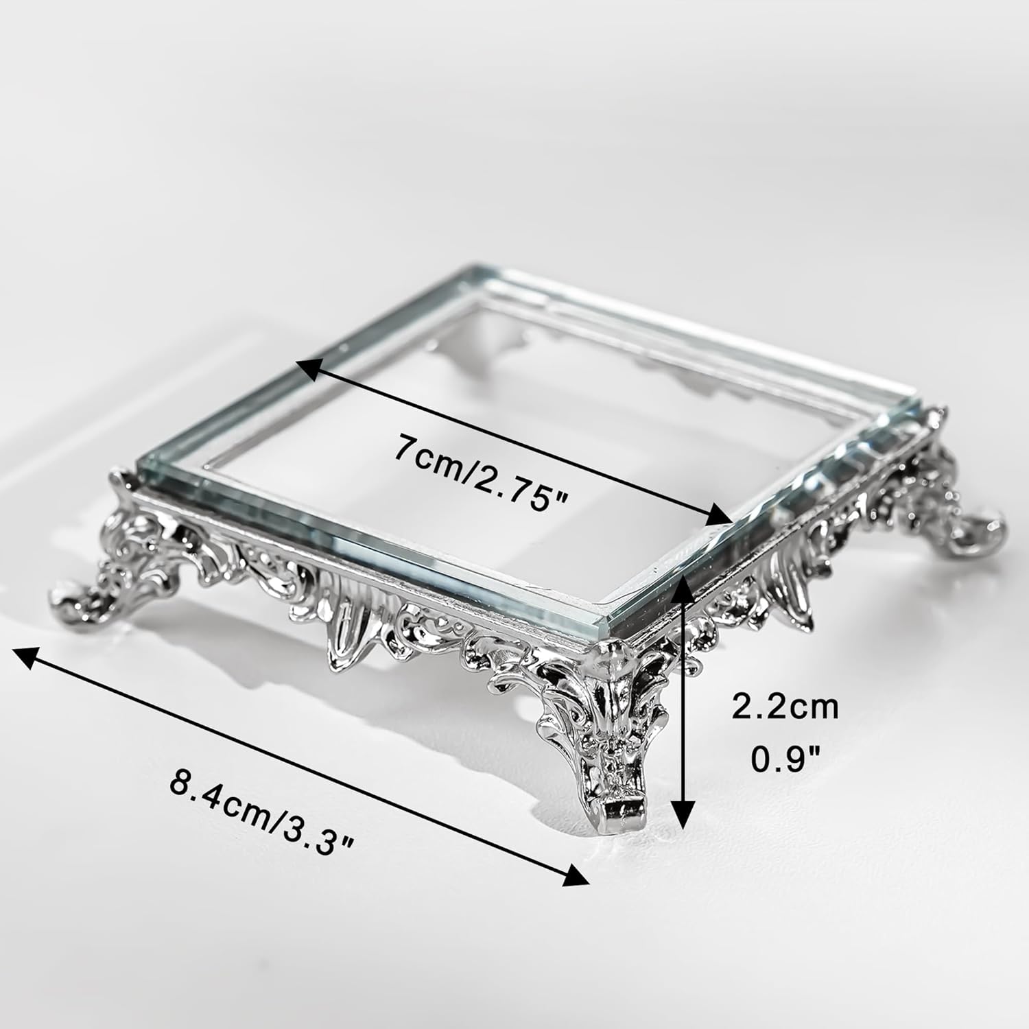 ZEERSHEE 4 Piece Crystal Square Display Base with Metal Feet