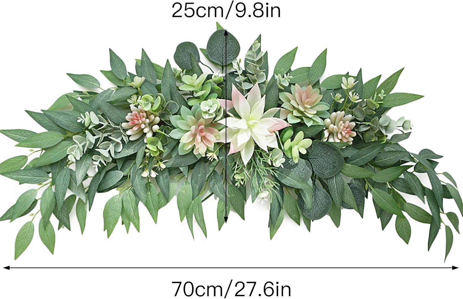 28 Inch Artificial Succulent Swag Decor with Eucalyptus Leaves for Farmhouse Table Centerpieces and Wall Decor