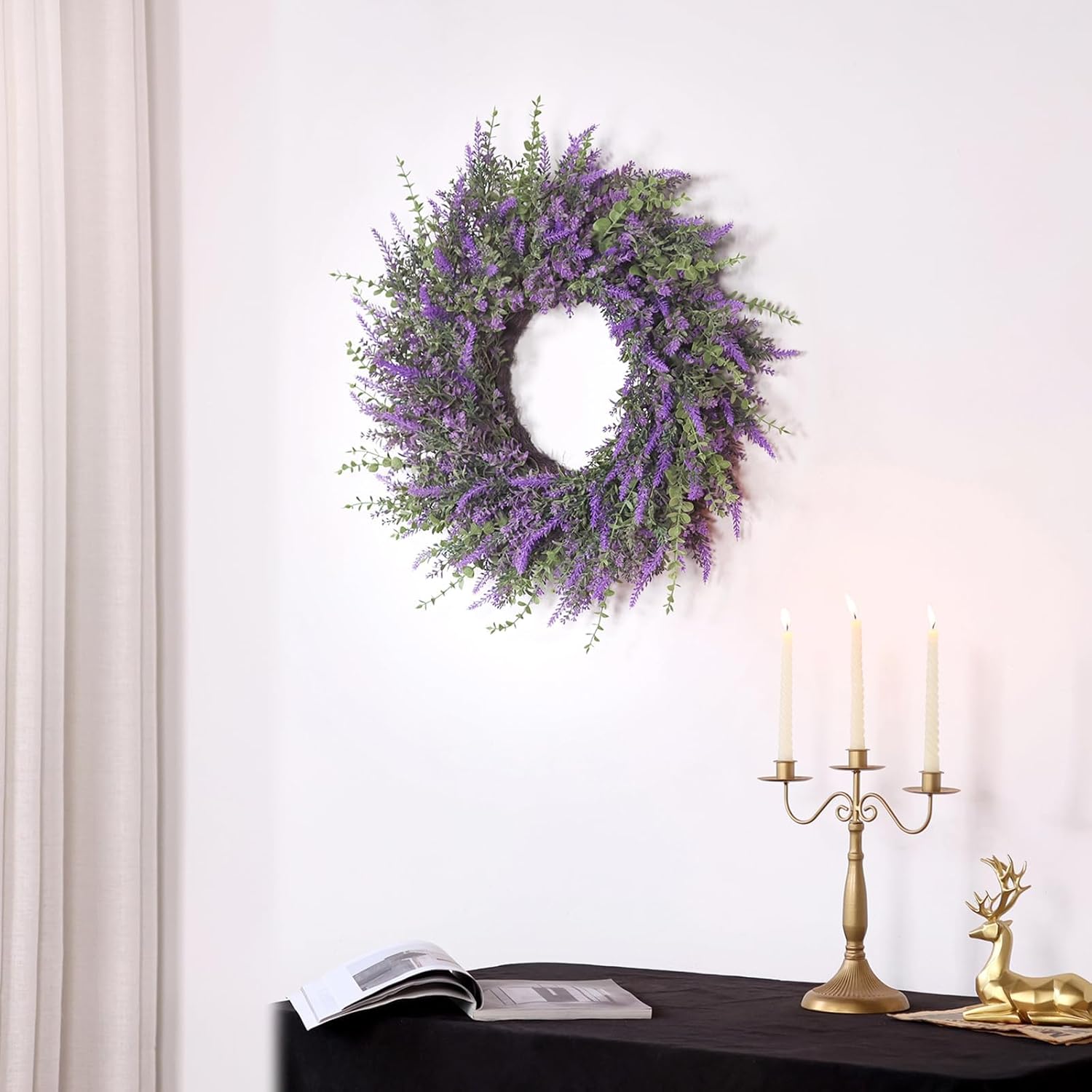 26 Inch Large Eucalyptus Lavender Wreath for Front Door