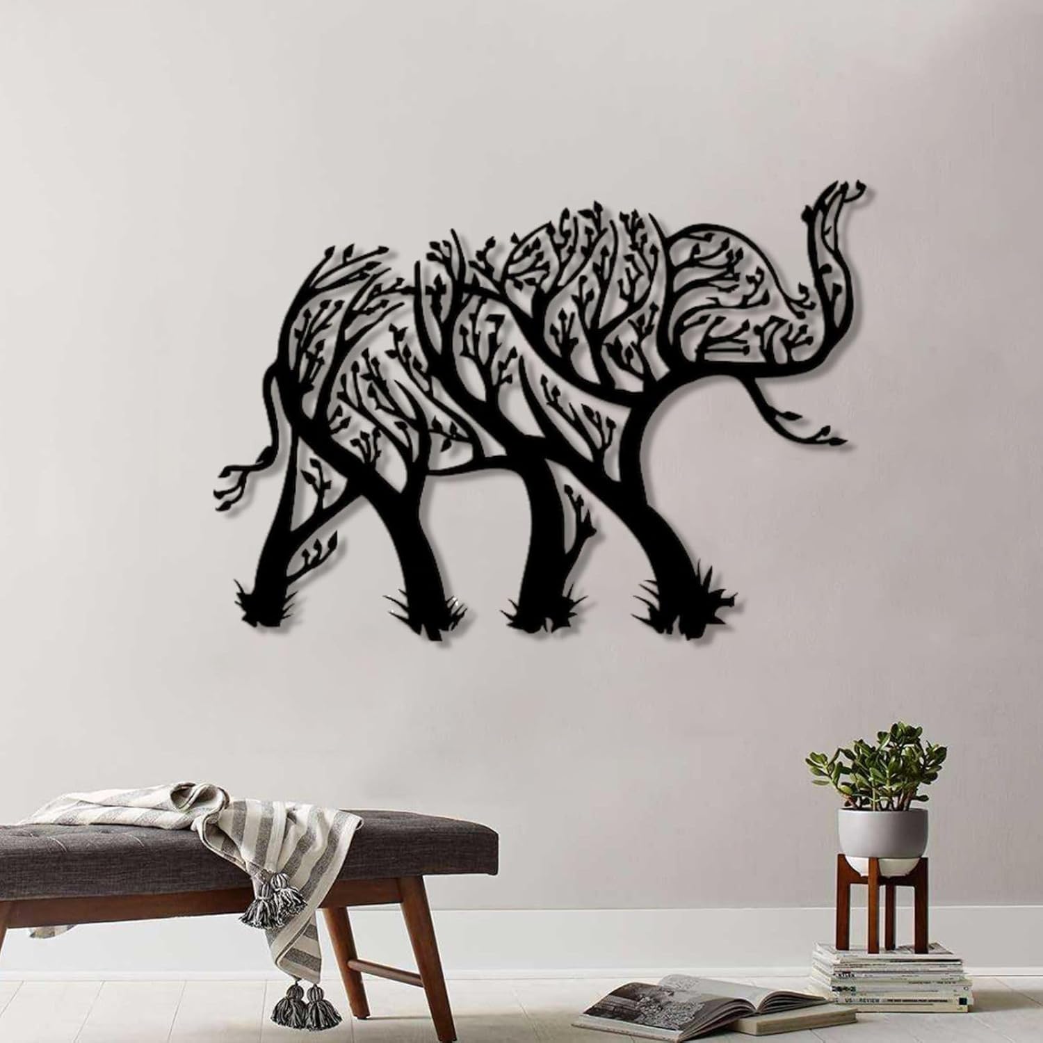 Cadeali Gold Elephant Metal Wall Art Decor