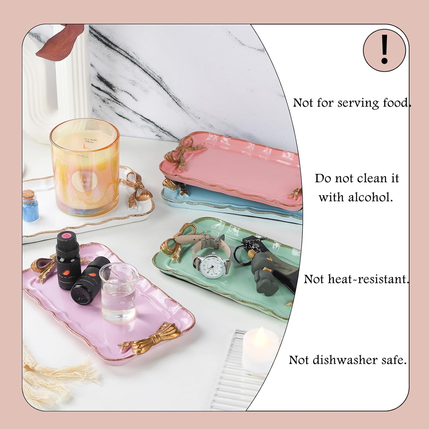 IBWell Resin White Jewelry Tray for Home Decor