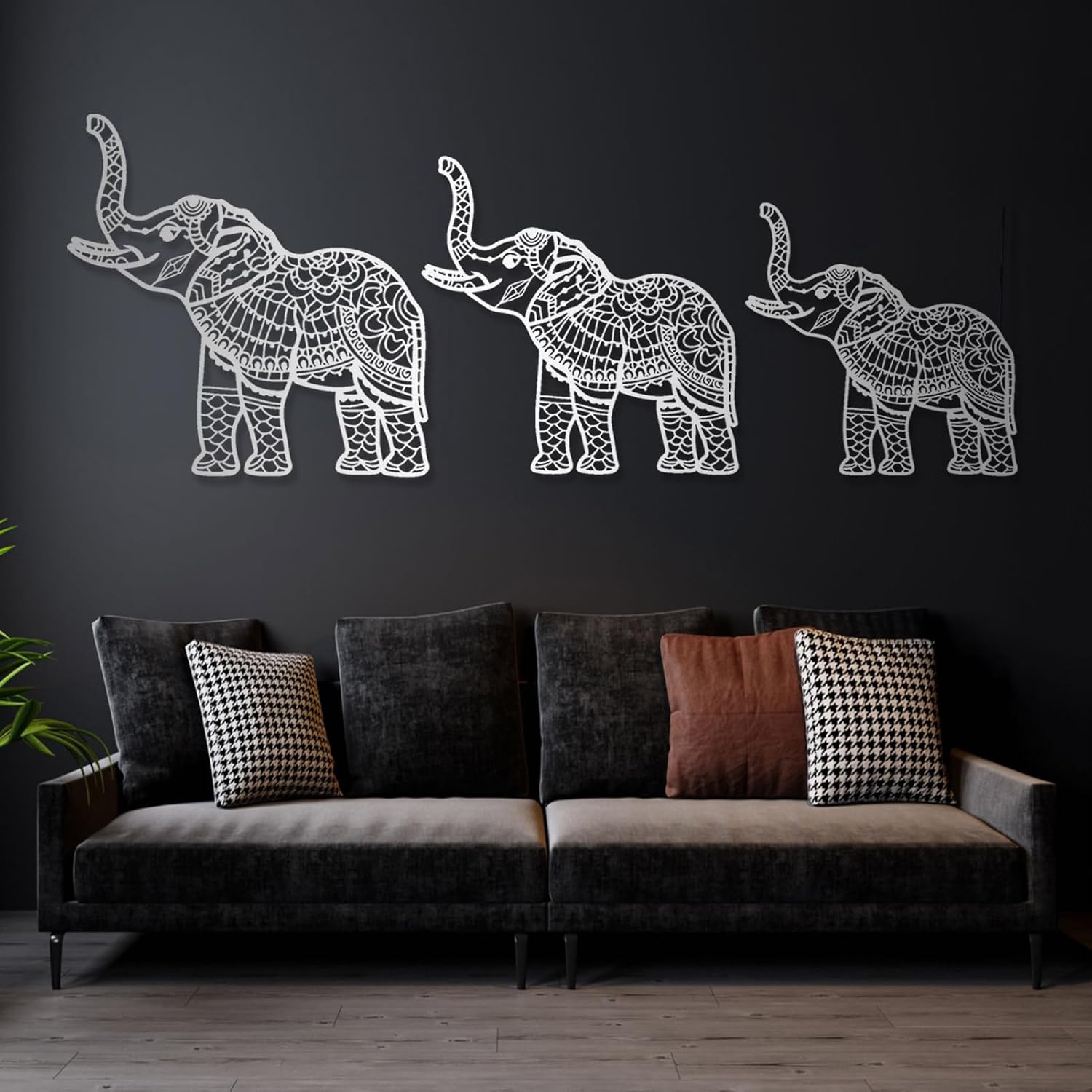 Cadeali Elephant Metal Wall Art Set of 3 1