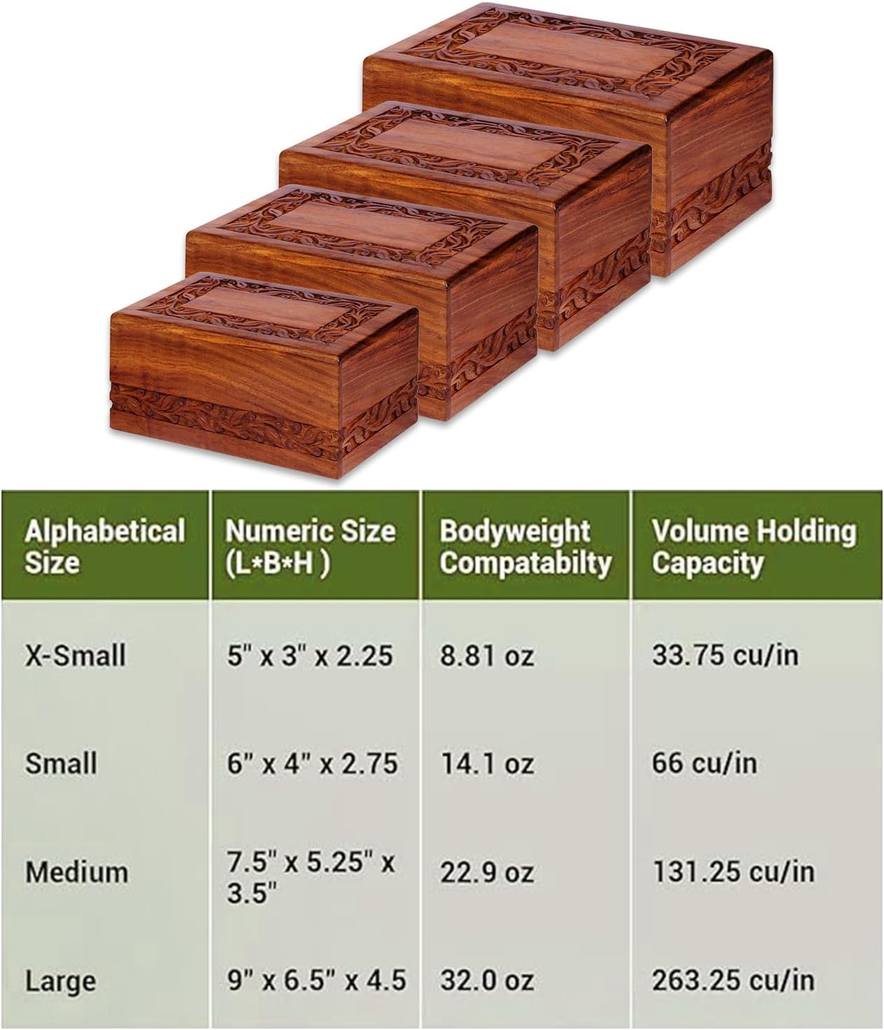EARTHLY HOME Handmade Wooden Urn Box - Medium Size