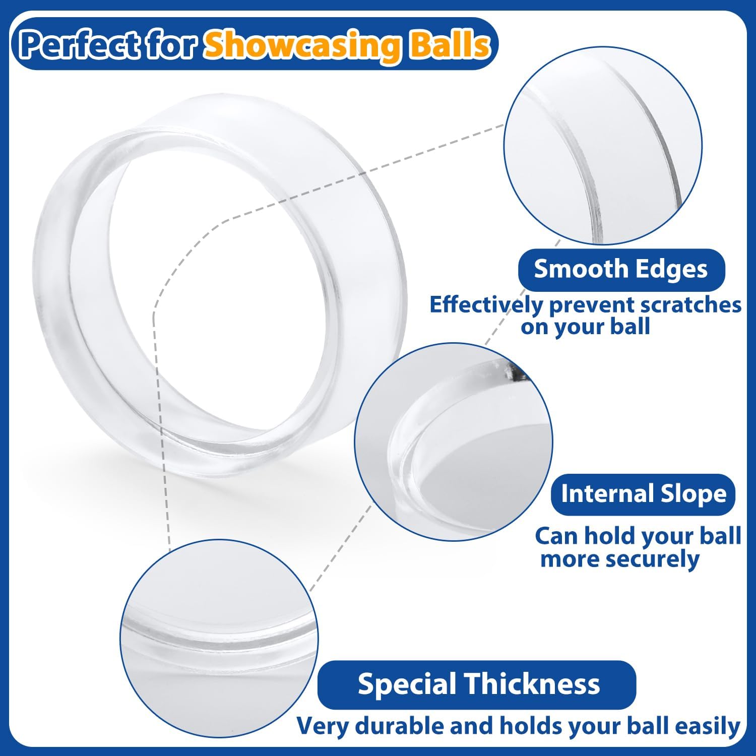Small Clear Display Stand Holder Ring for Balls Collections