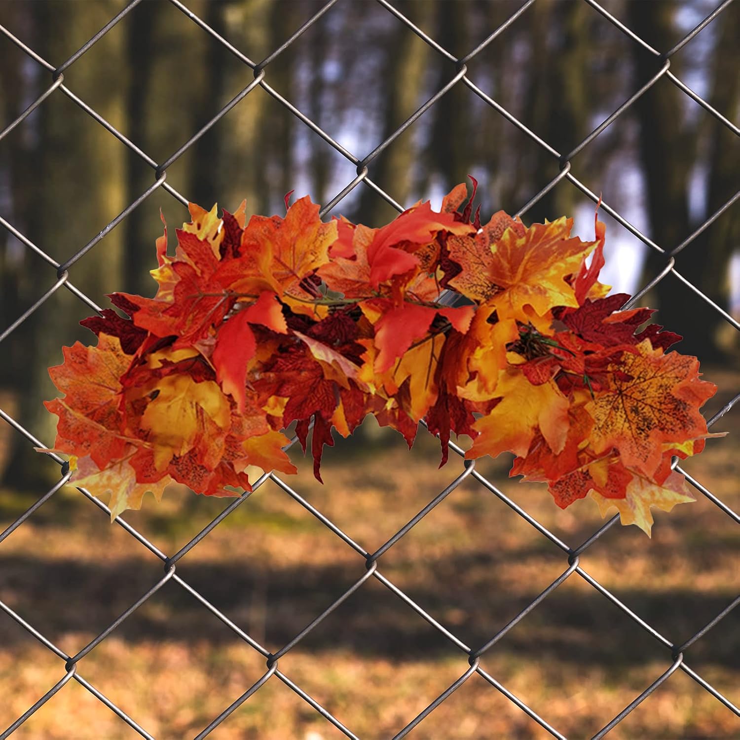 20 Inch Maple Leaf Swag Wreath for Front Door and Wall Decor