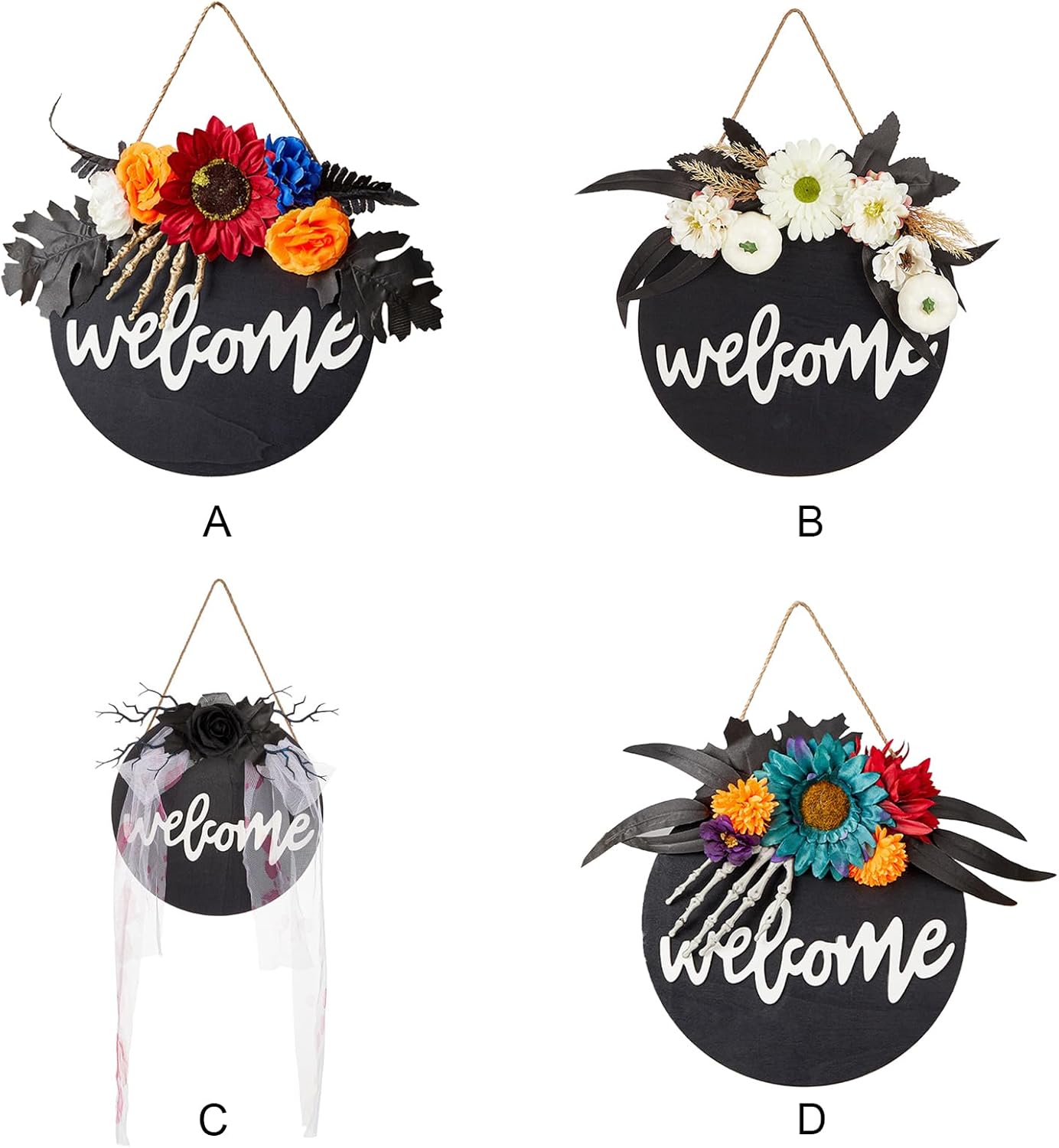 Belupai Halloween Door Sign Wooden Wreath