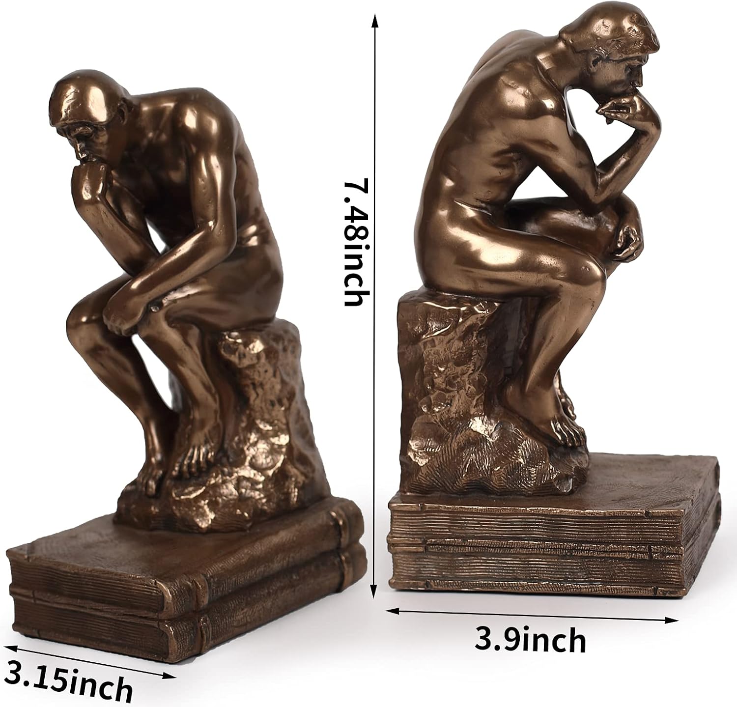 Magicsculp Thinker Statue Bookends in Cold Cast Bronze 1