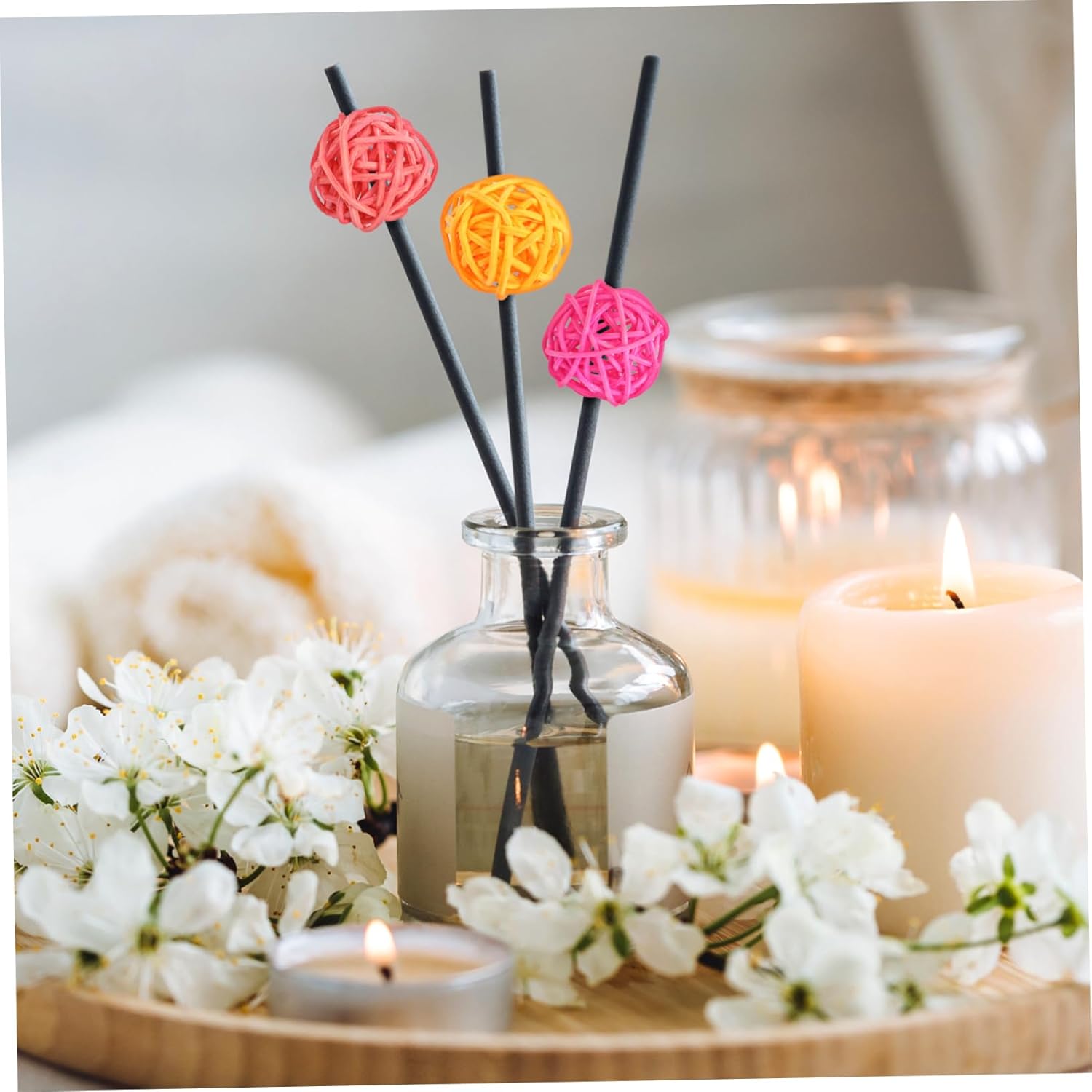 100pcs Colorful Rattan Decorative Balls for Christmas Party Wedding Home and Nursery Decor