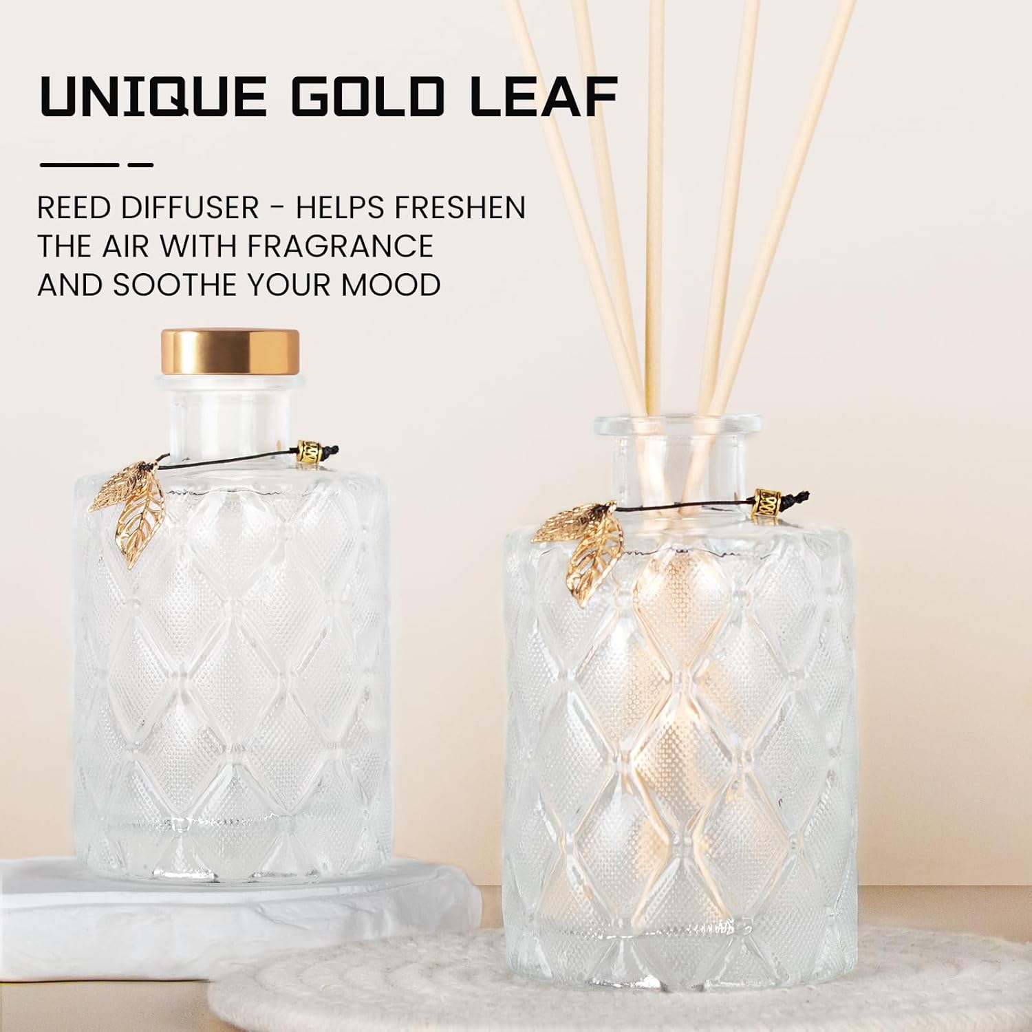 Glass Reed Diffusers Bottles Set of 3 with 20 Sticks