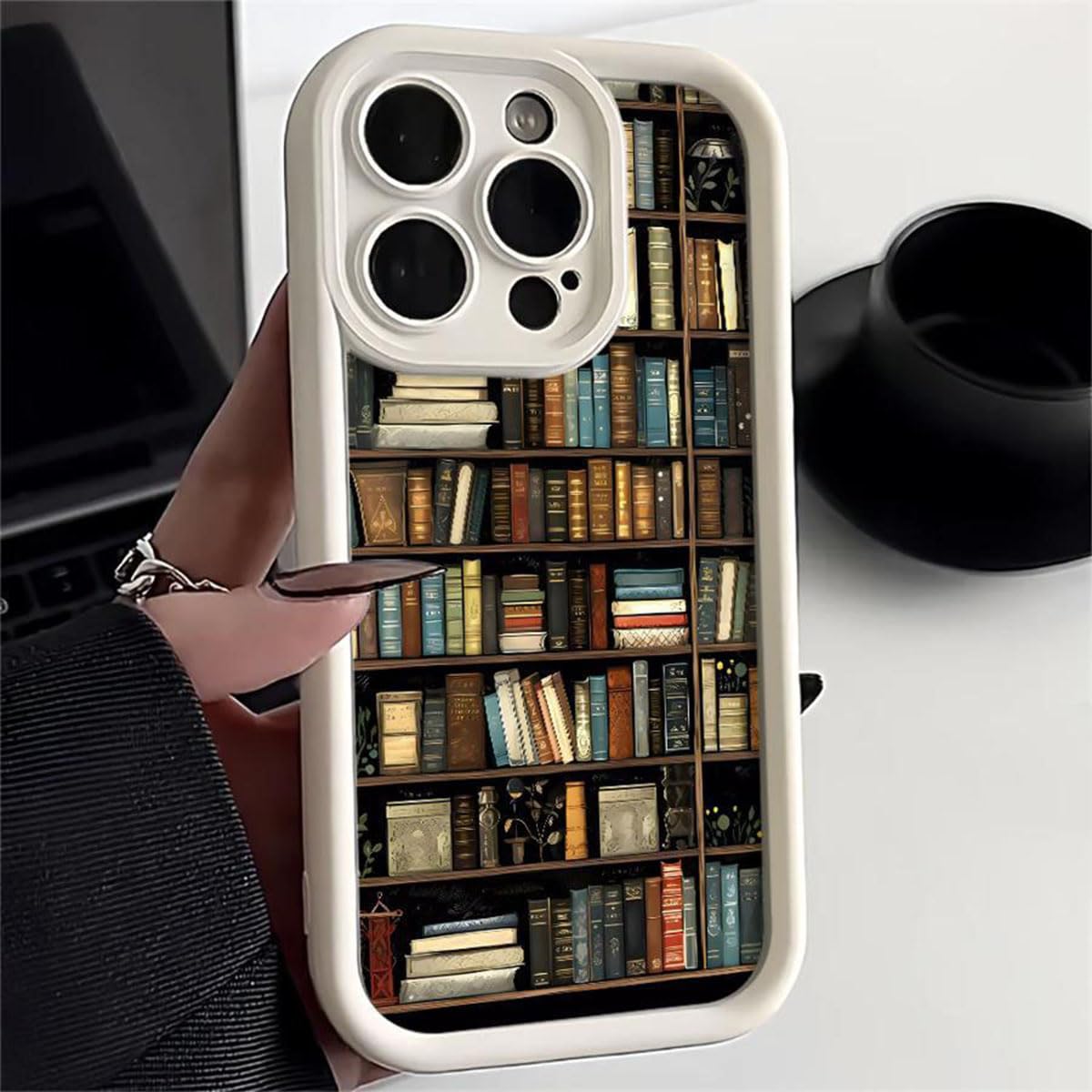 Cartoon Bookshelf TPU Phone Case for iPhone 16 15 14 13 Pro Max