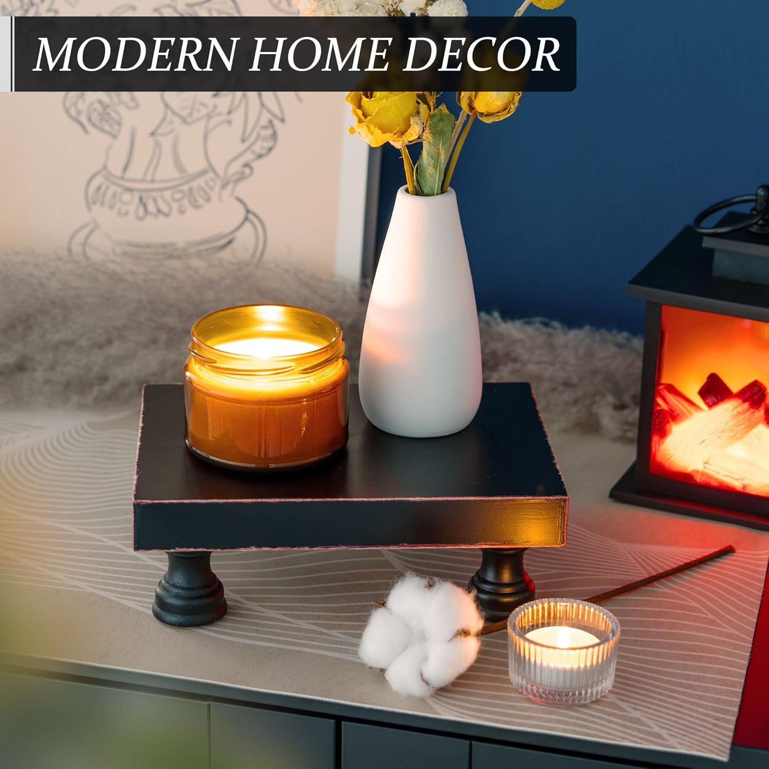 EOSAHR Modern Black Pedestal Stand for Kitchen Decor