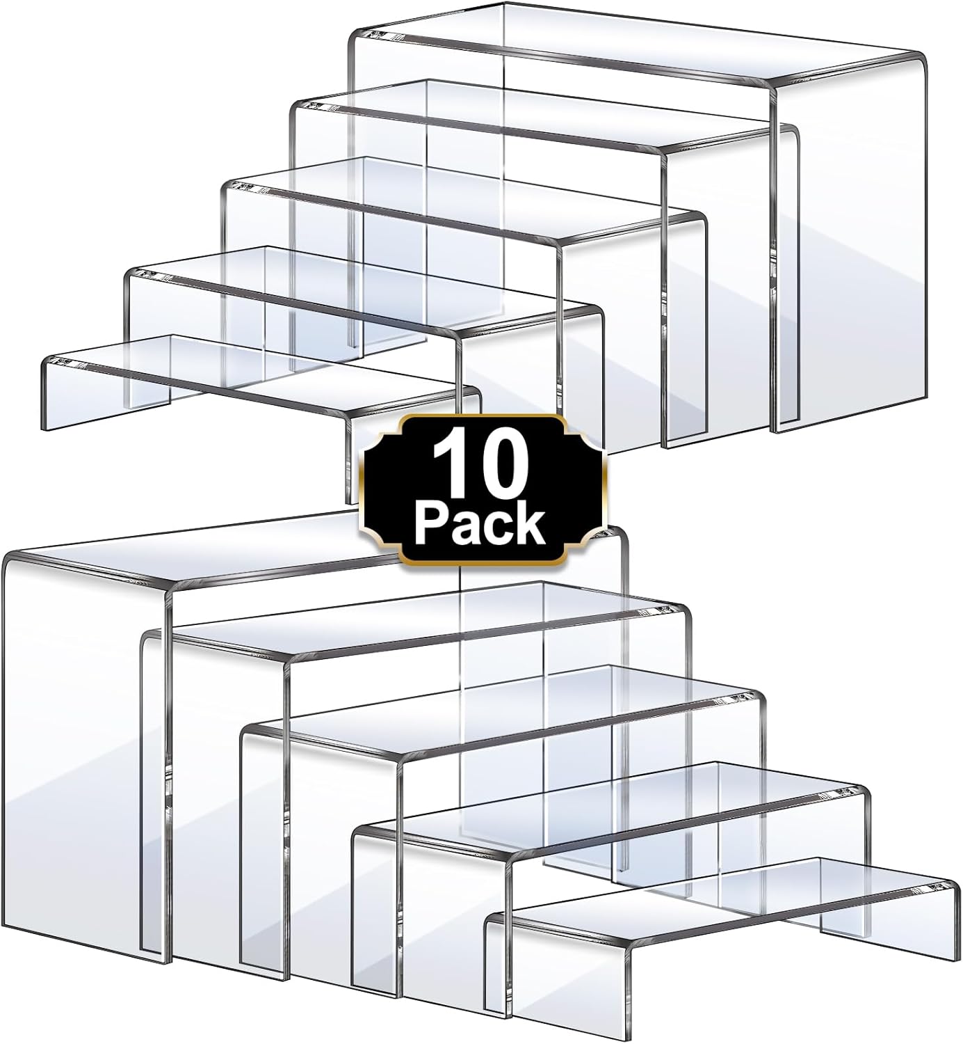 Aheroi Clear Acrylic Risers Display Set 10 Pcs 2 Sets 7-9 Inches