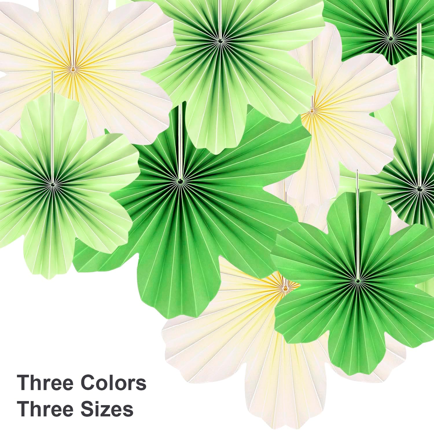 PheiLa Paper Flowers Decor Set of 9 Green Fans