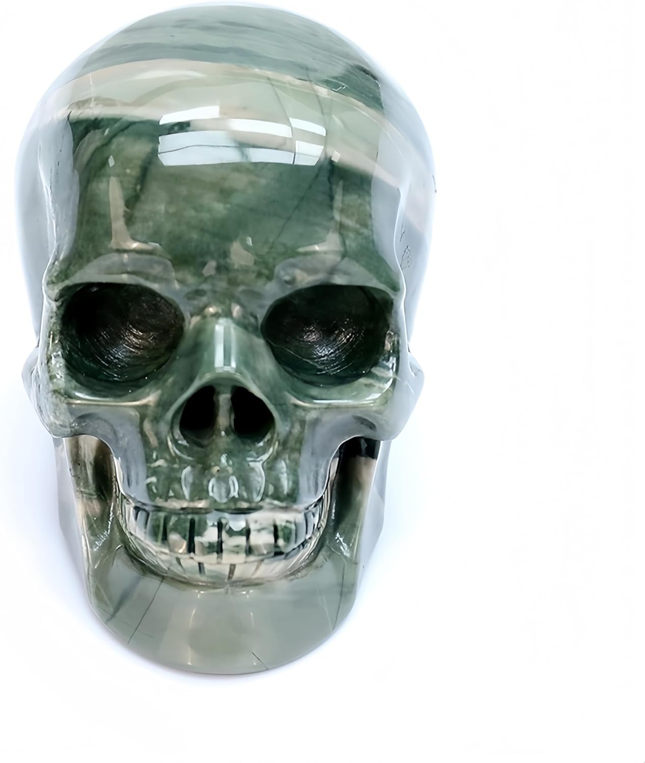 Natural Jiulong Jade Crystal Skull Head Sculpture