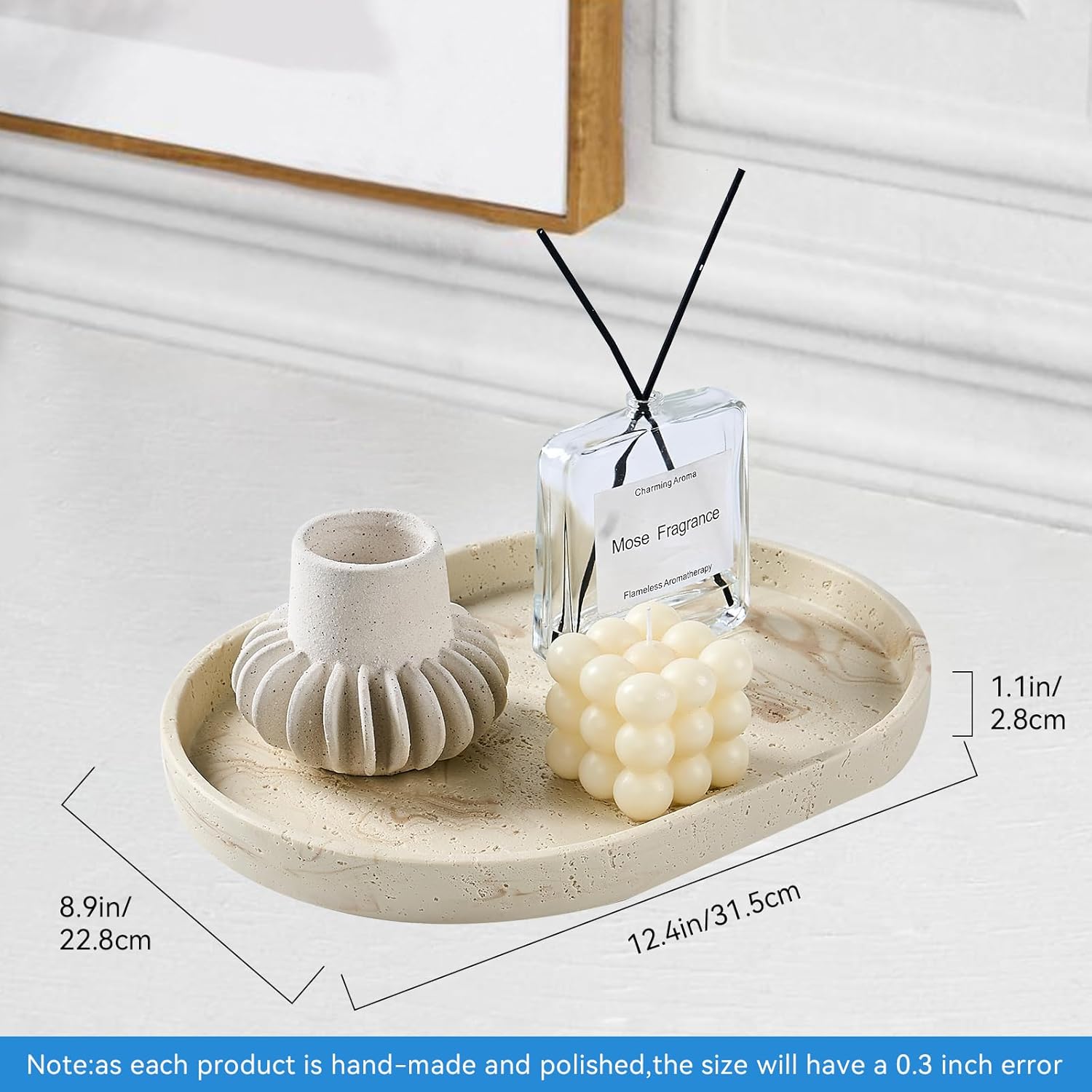Natural Travertine Textures Tray 13 Oval Vanity Decorative Tray