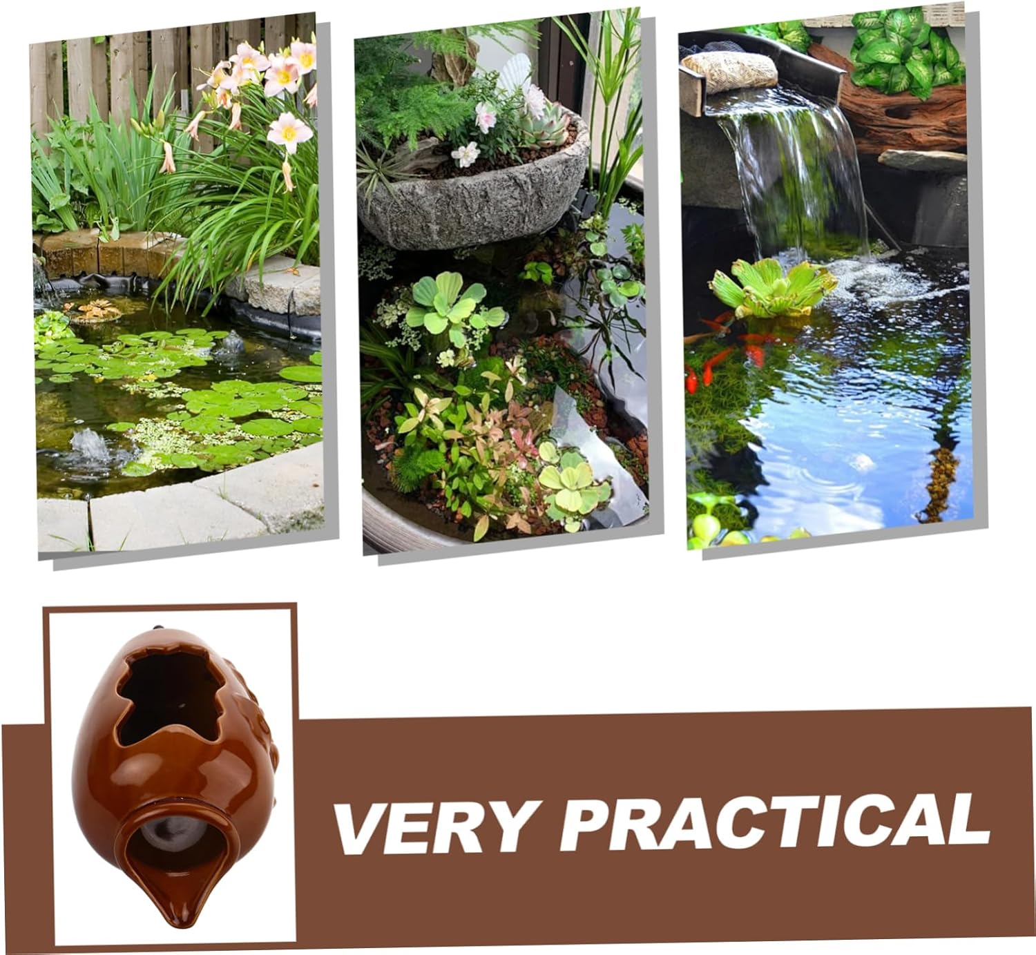 Ceramic Waterfall Jar Indoor Decorative Fountain for Hydroponic Planters and Relaxing Water Flow