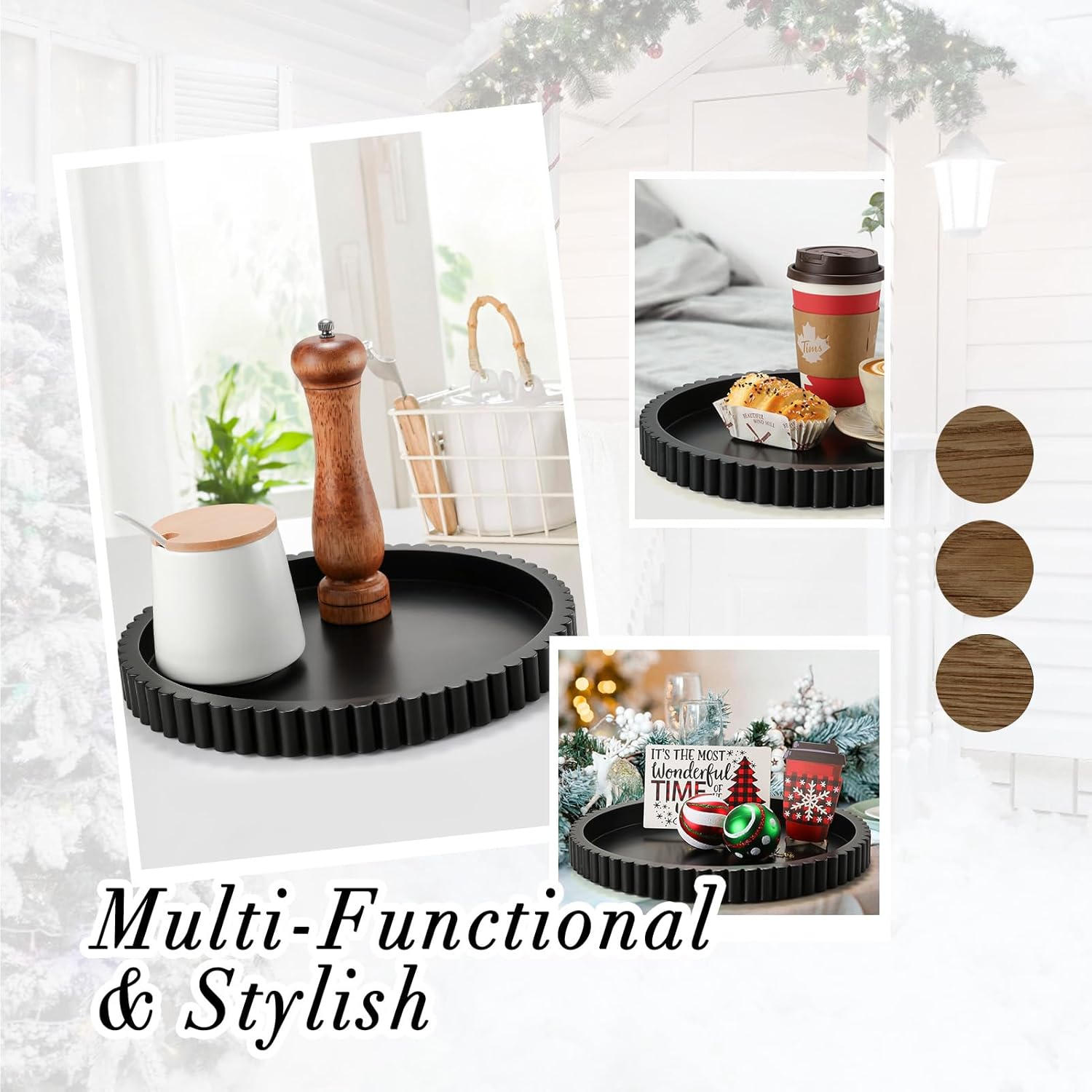 Handmade 12 Inch Decorative Tray for Coffee Table and Home Decor