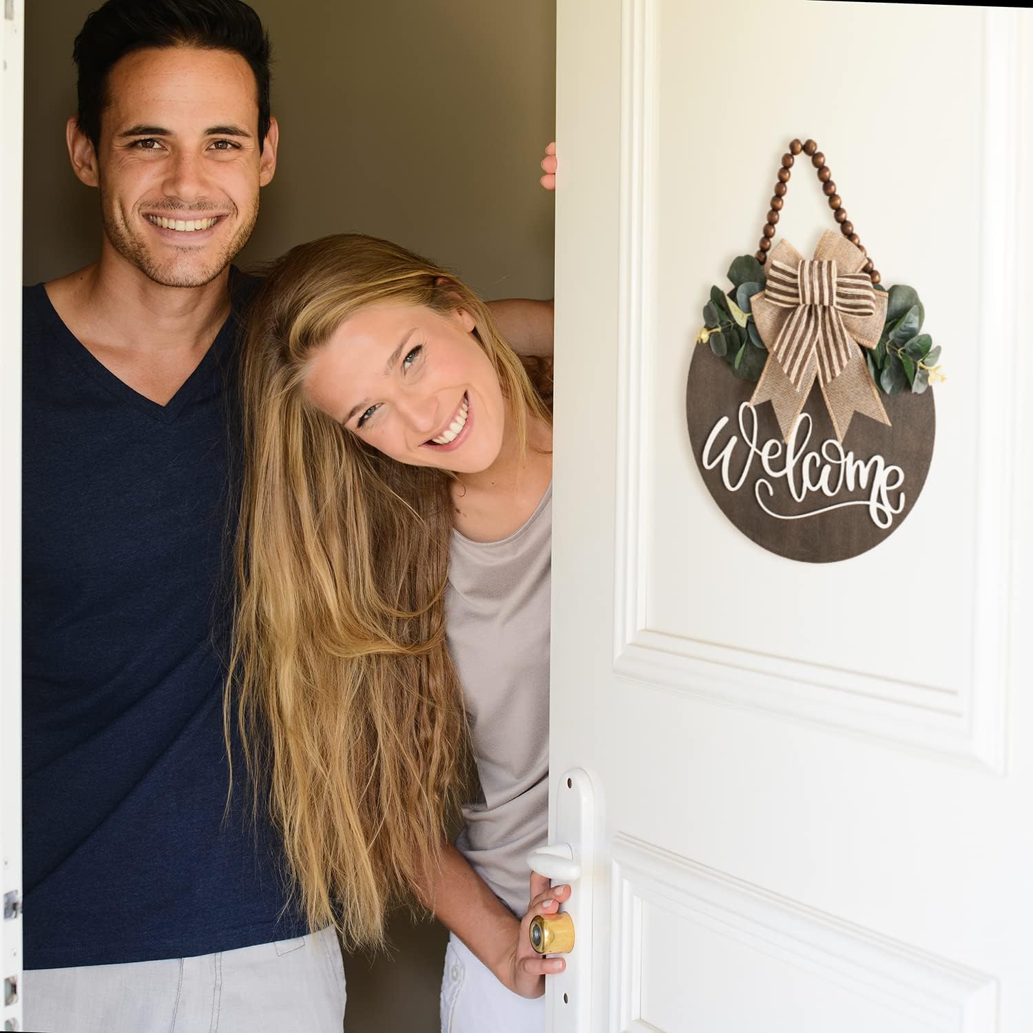 Welcome Sign for Front Door Wreath Decorations