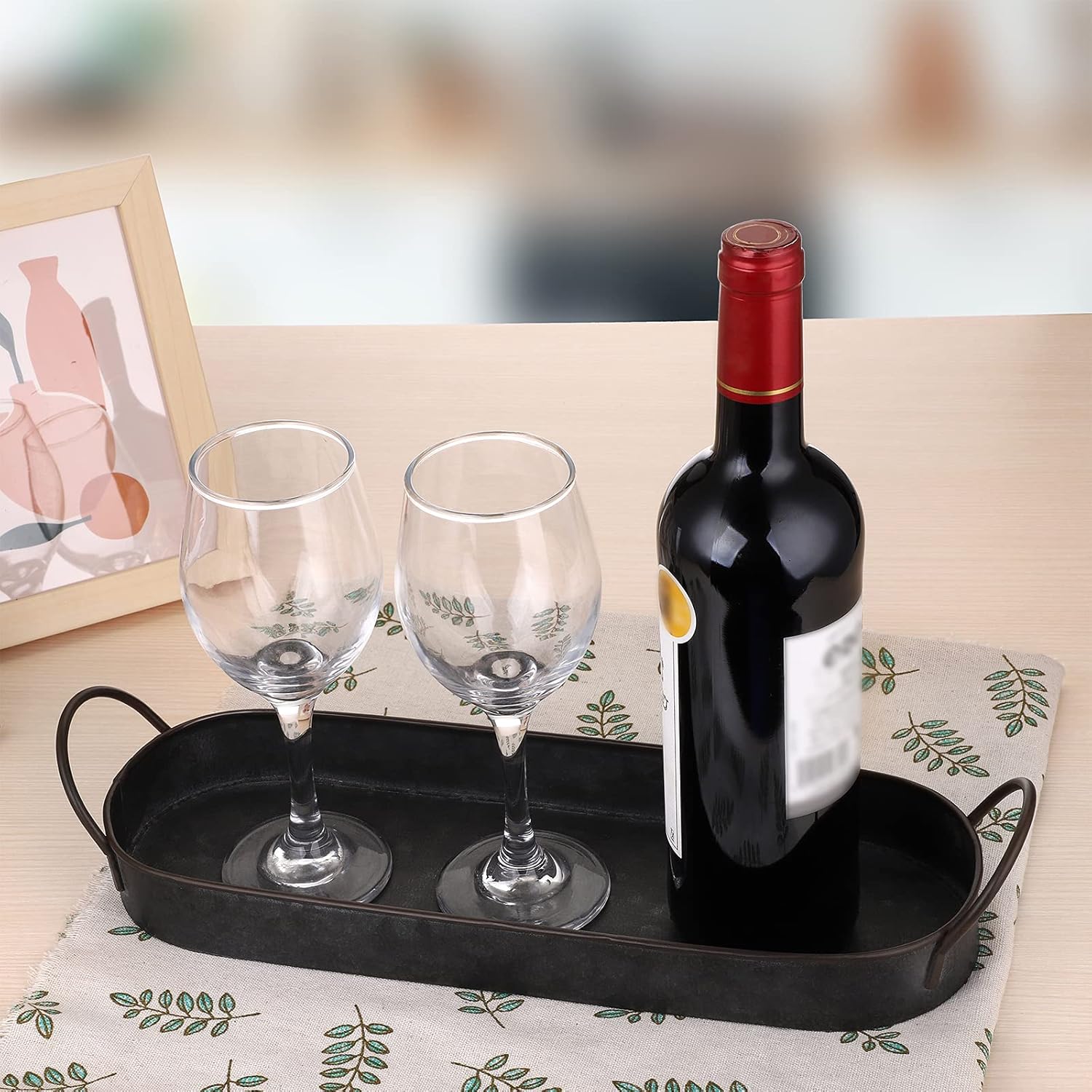 Hipiwe Rustic Metal Serving Tray with Handles 1