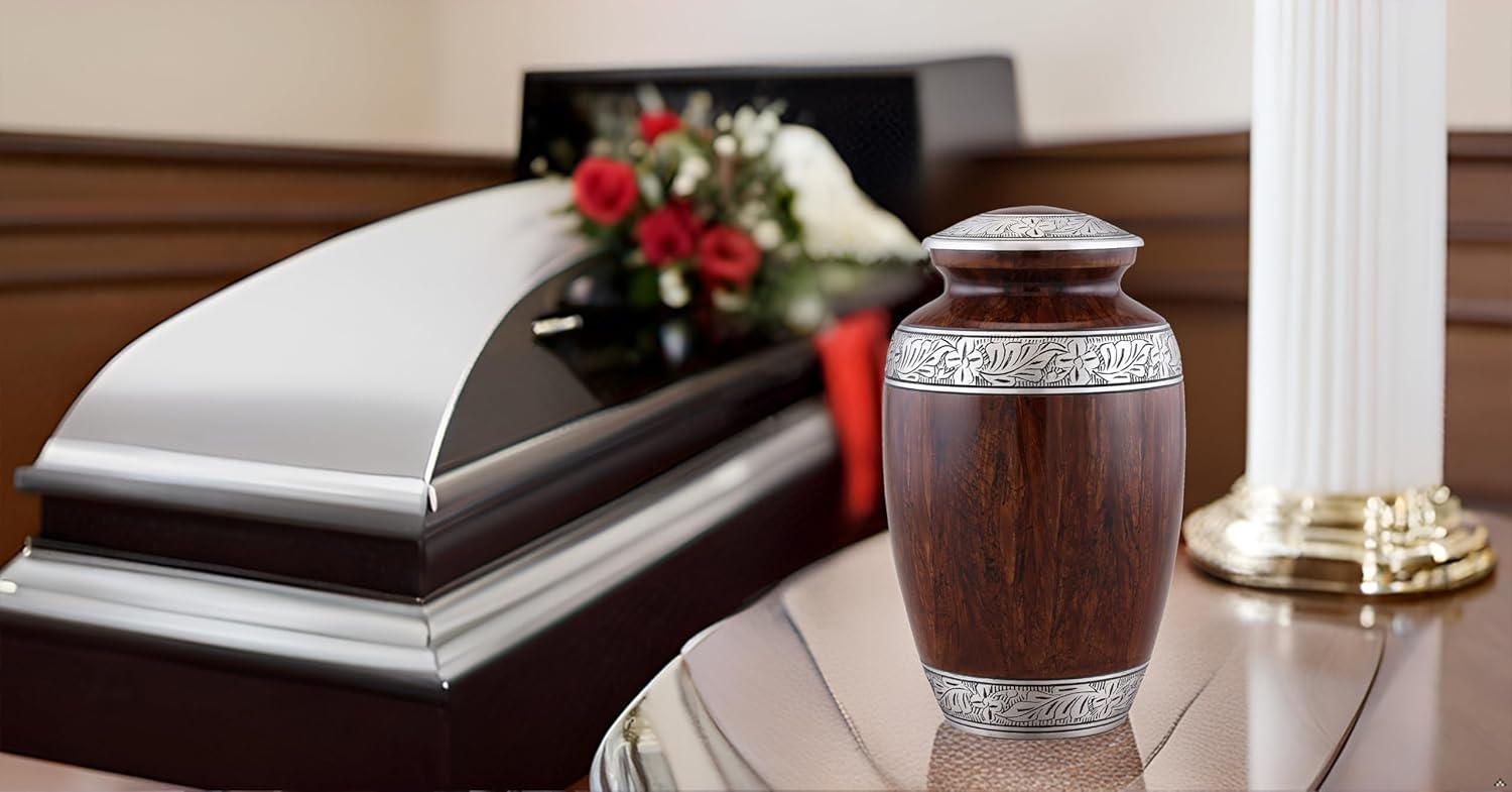 Cremation Urn for Human Ashes Large Adult Memorial Urn Brown
