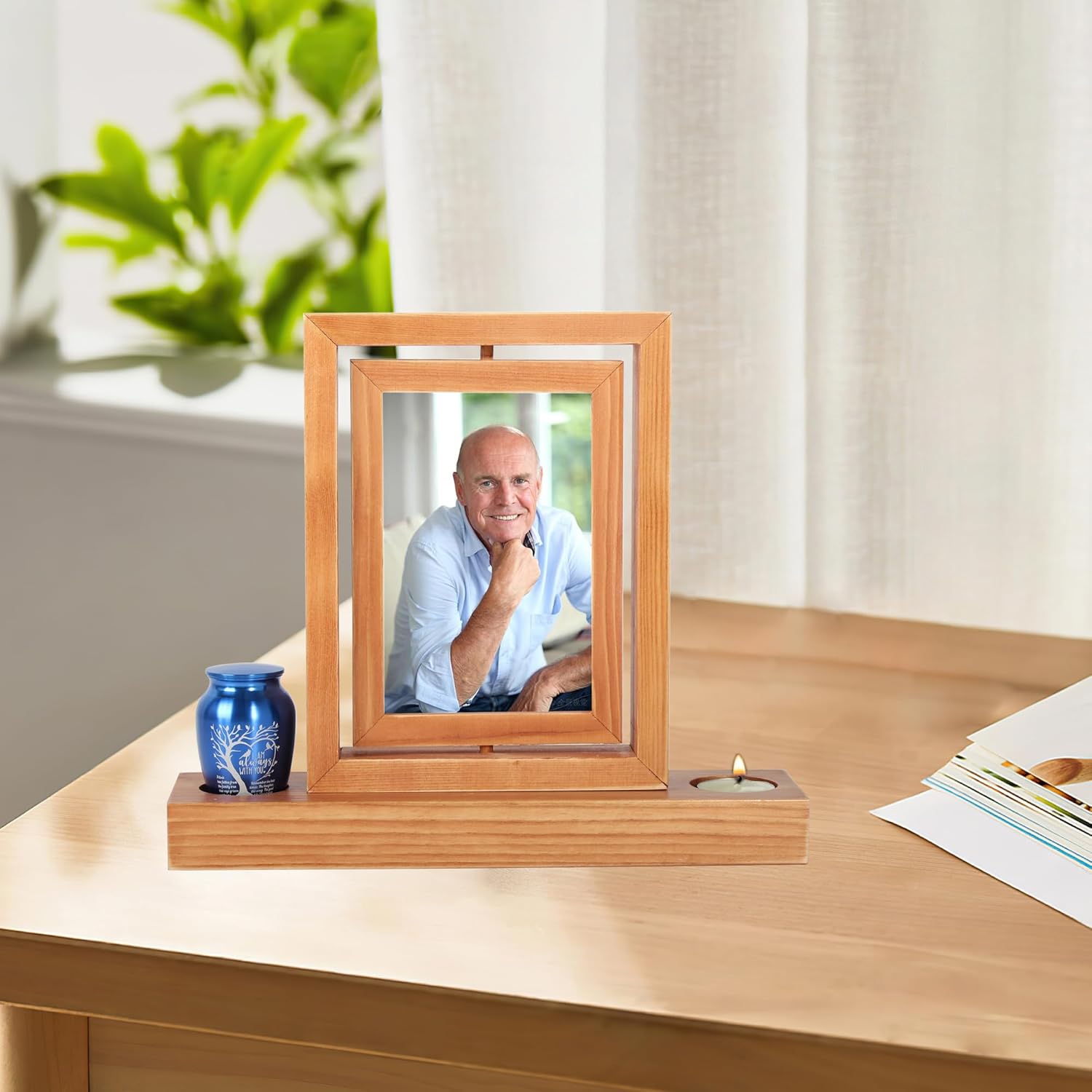 Picture Frame Mini Urn Ashes Memorial with Photo Display Keepsake Urn for Loss of Loved One