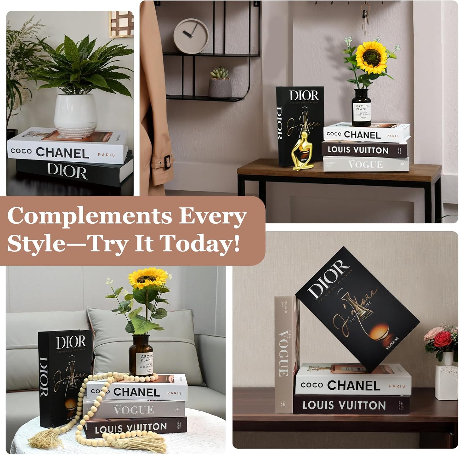 Modern Decorative Bookends Set of 4 with Tassel