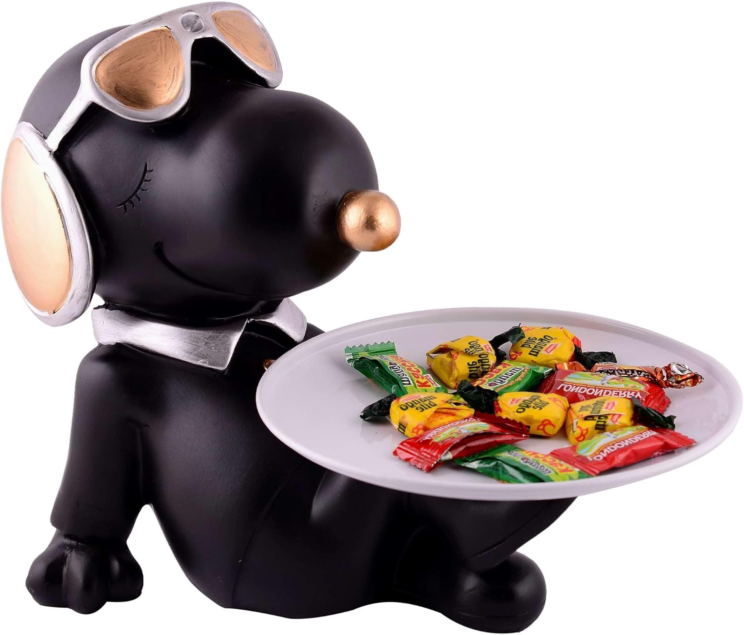 Cute Black Resin Dog Sculpture for Home Decor