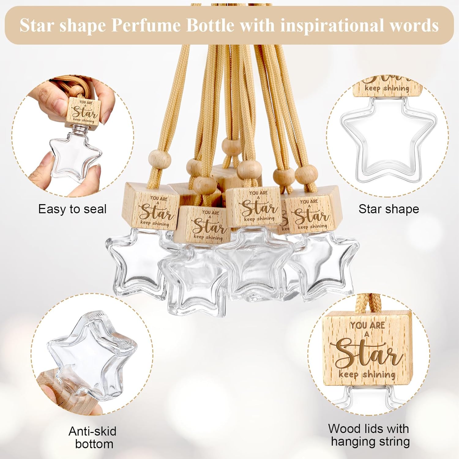 24 Pcs Star Shaped Glass Air Freshener Diffuser for Teacher Appreciation