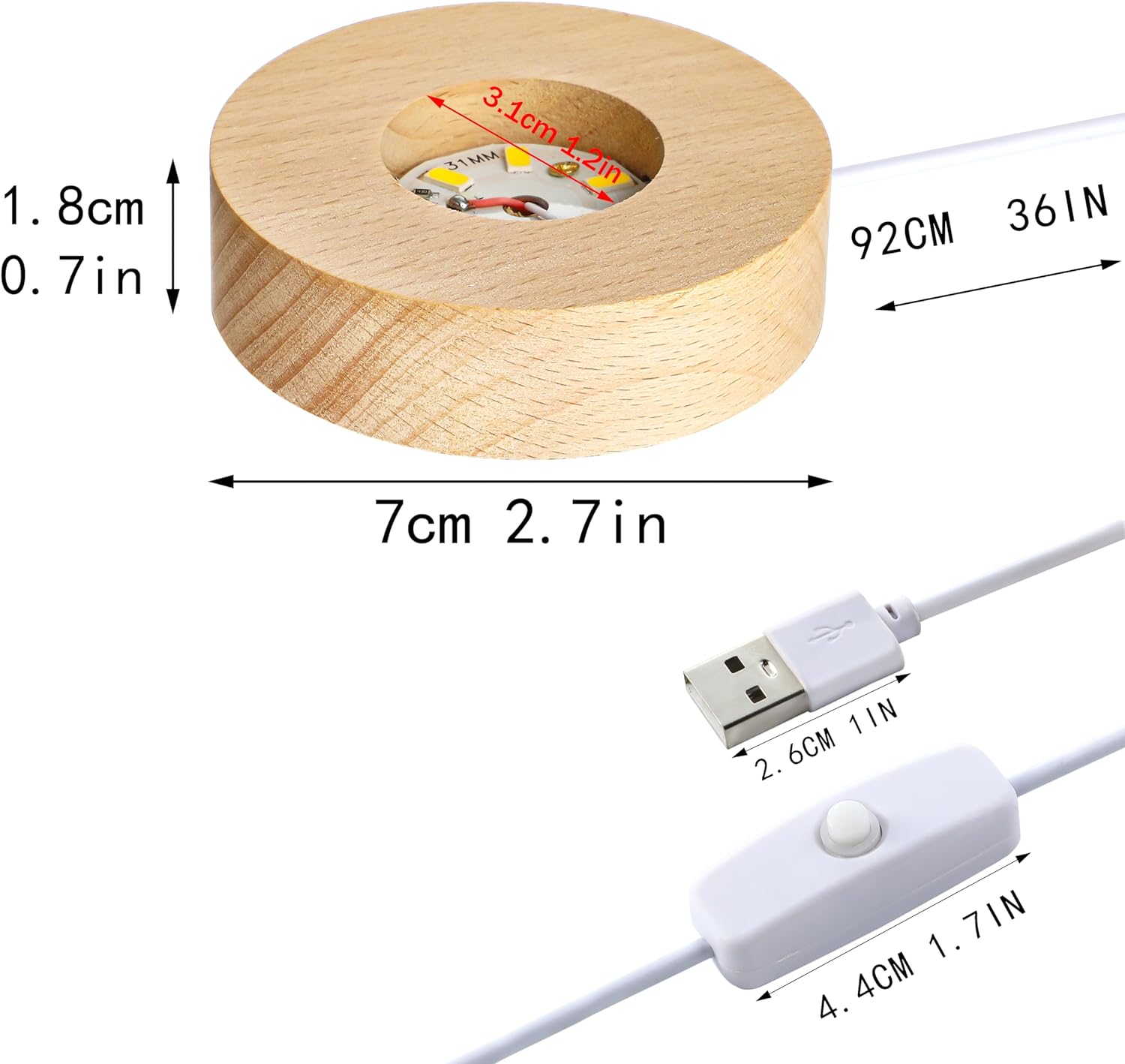 ZEERSHEE 2Pcs LED Wooden Display Stand for Crystals and Glass Art