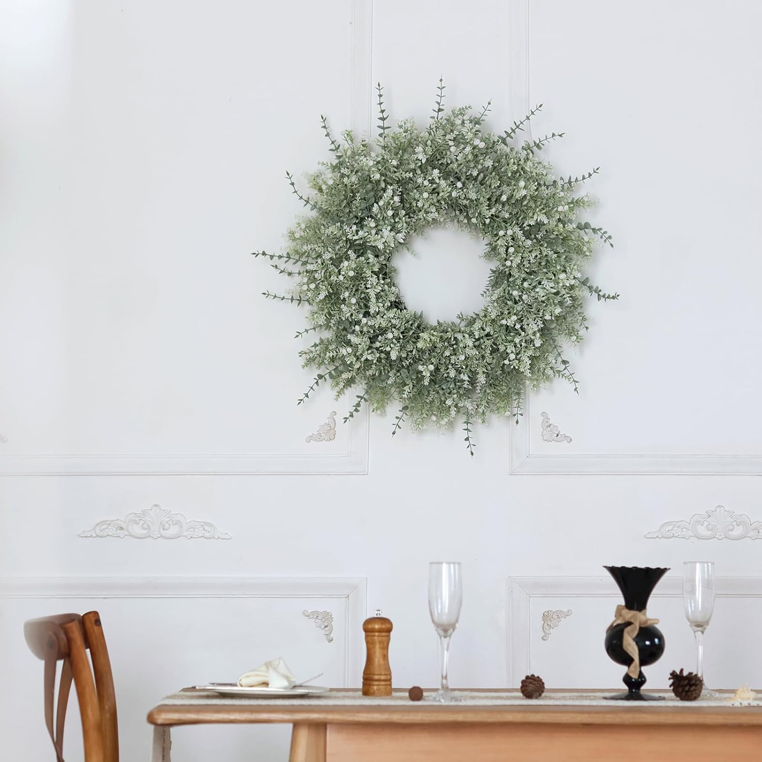26 Large Eucalyptus Wreath with Lavender and Babys Breath