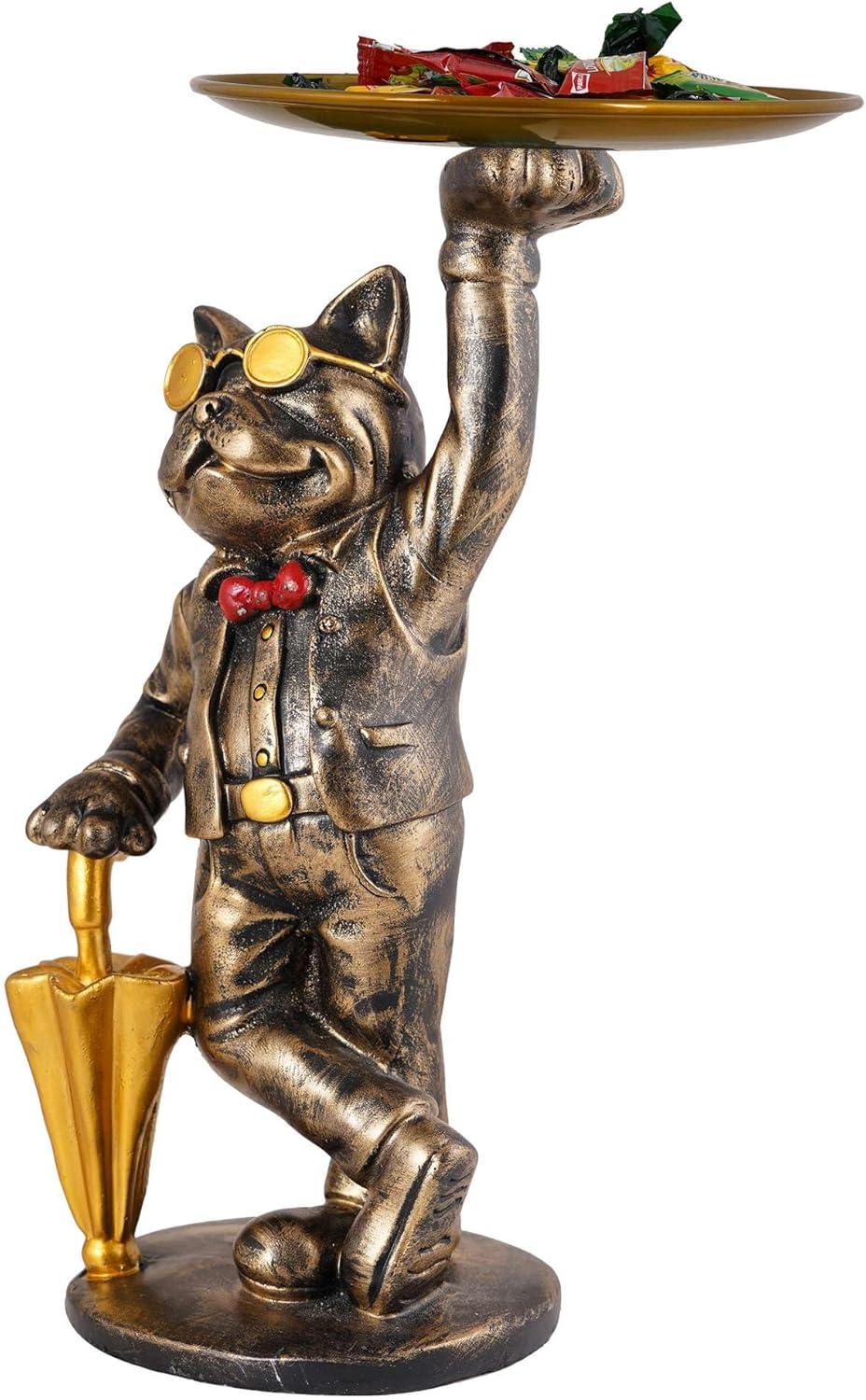 Basant Craft Cool Dog Sculpture with Plate for Home Decor