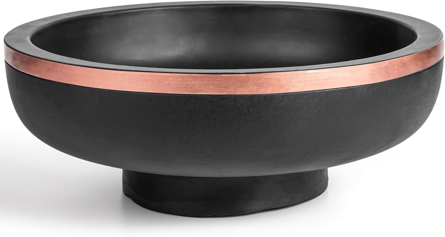 Concrete Decorative Bowl with Rose Gold Rim 1