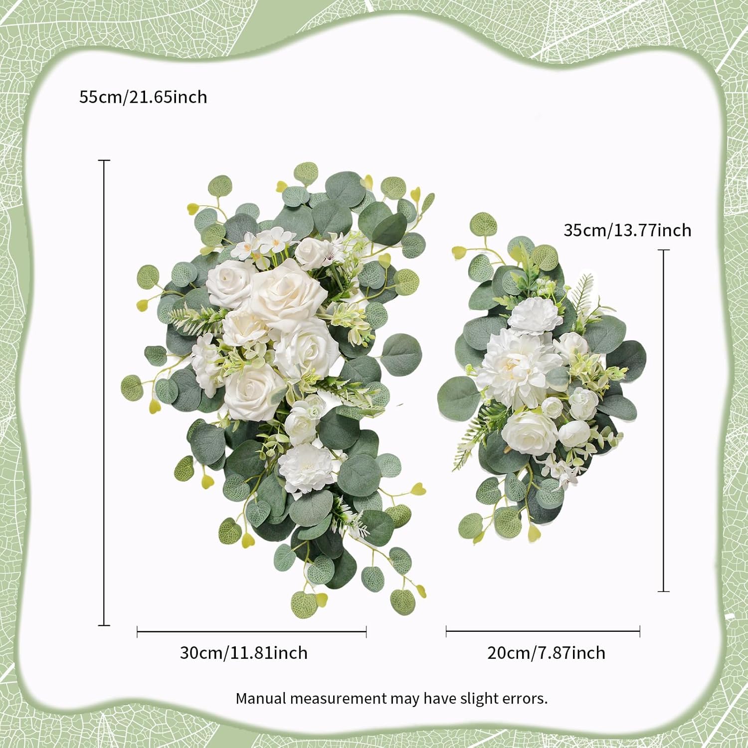 White Artificial Wedding Arch Flowers Set of 2 for Welcome Ceremony