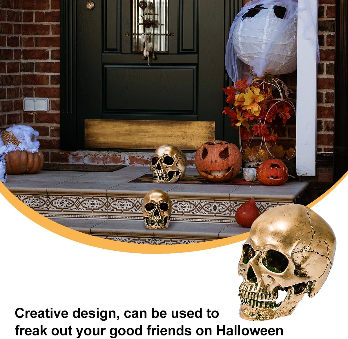 ECYC 11 Resin Human Skull Model Life Size Bronze Halloween Decor