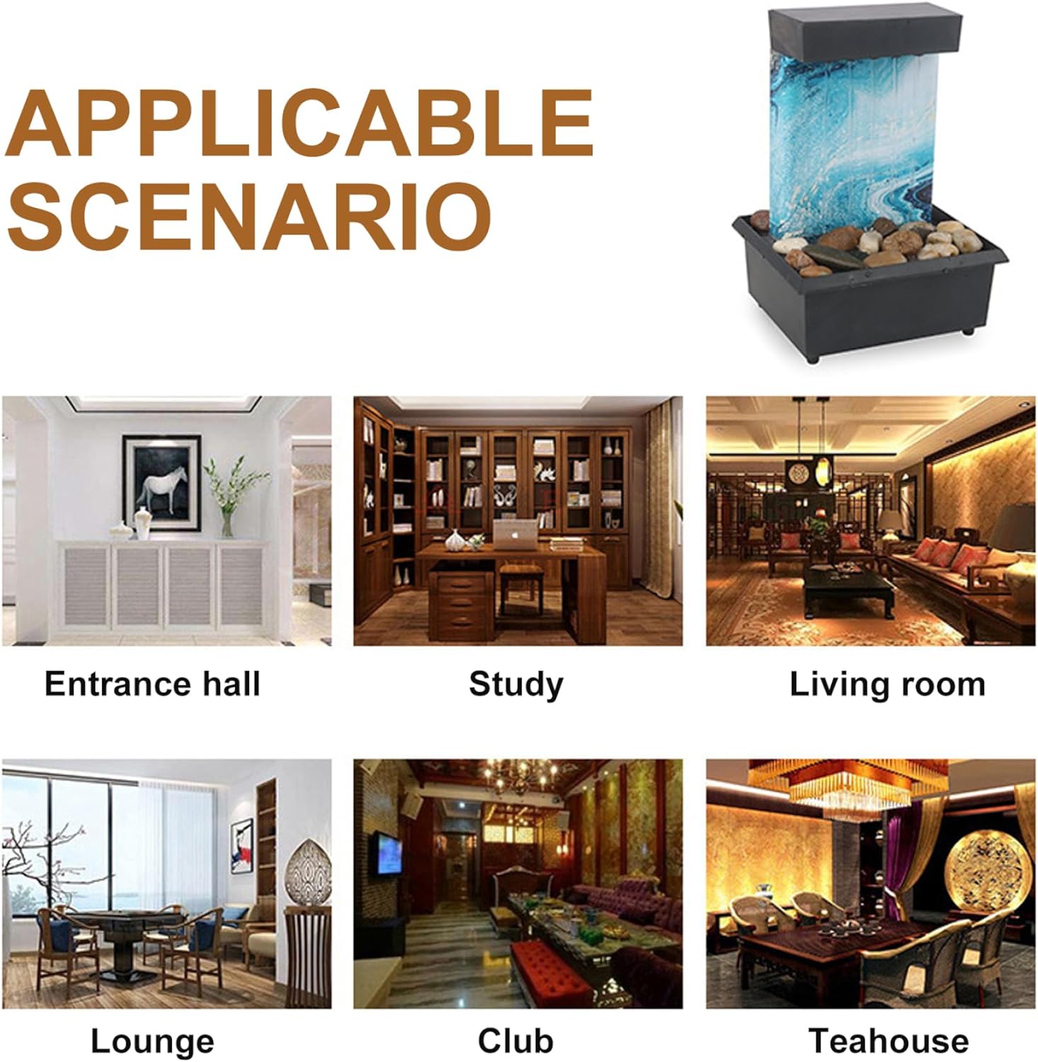 Freiwncr Desk Water Fountain with Pebble Decor