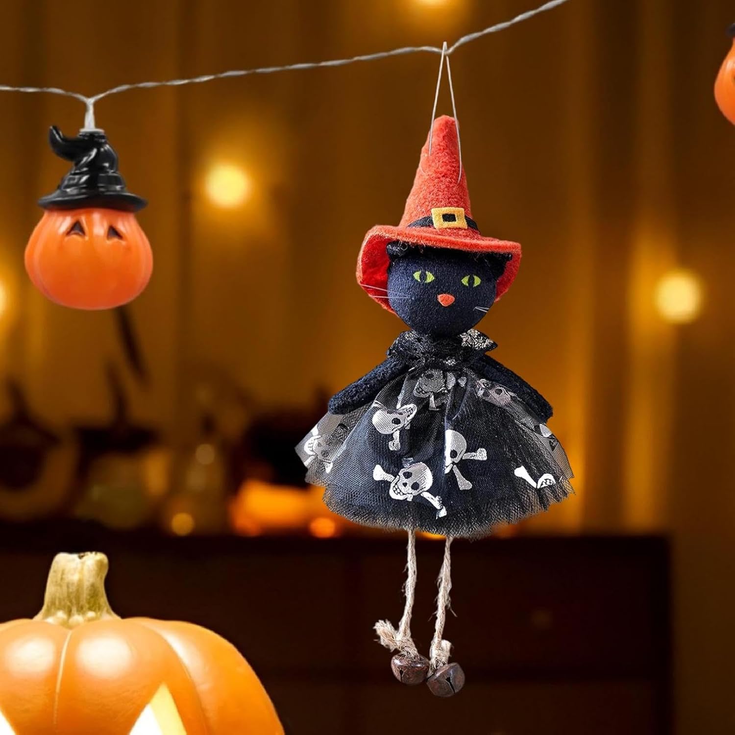 Halloween Decorative Dolls with Bells and Witch Theme