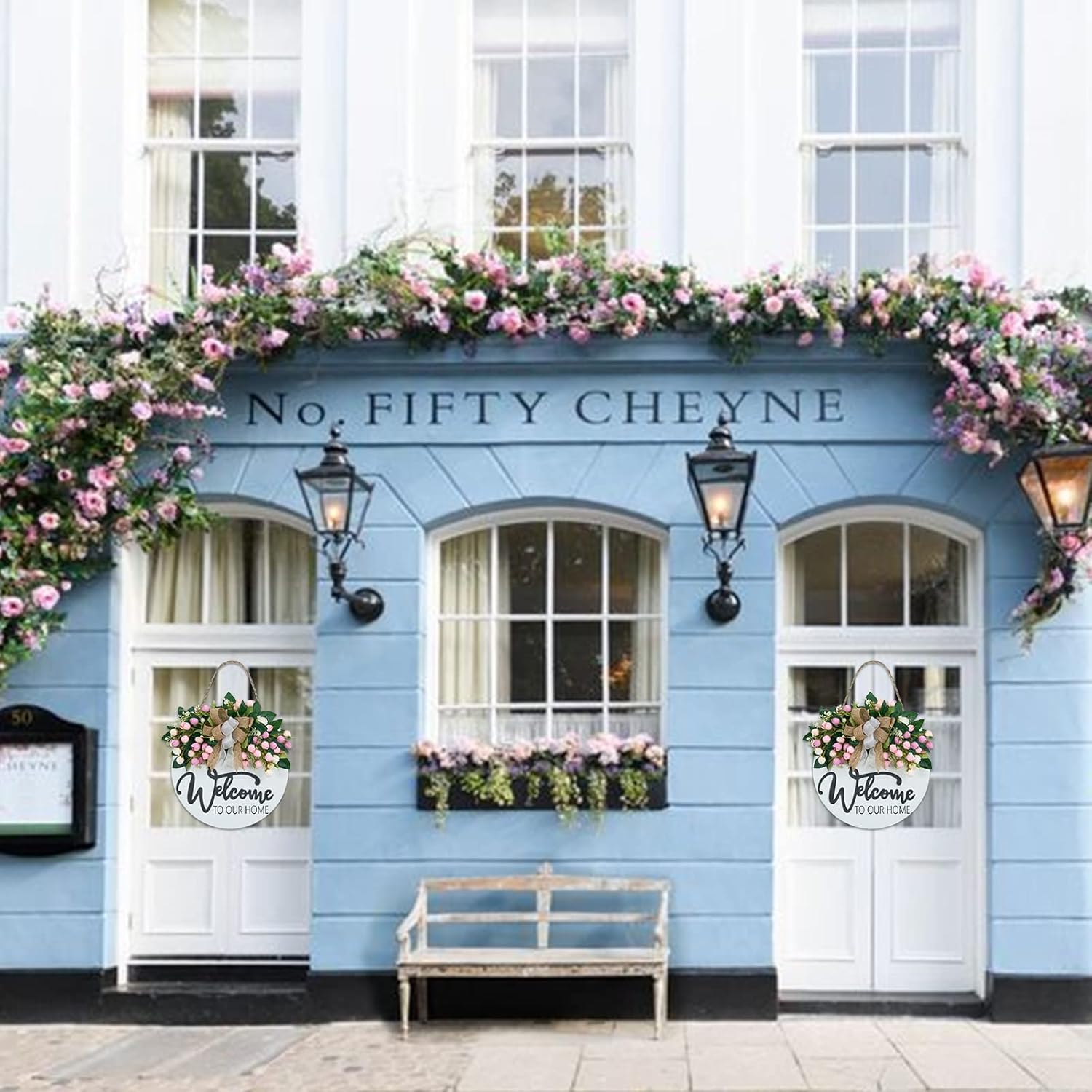 3D Spring Summer Welcome Wreath for Front Door