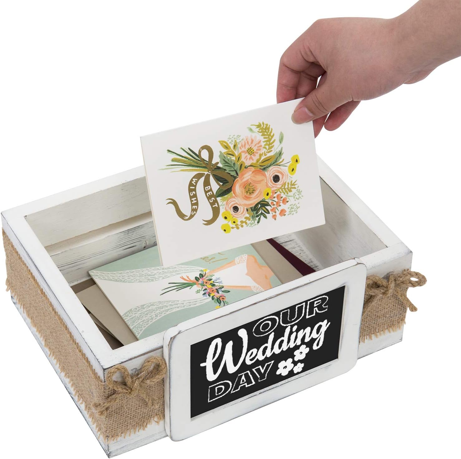 MyGift Vintage White Wood Decorative Gift Box 1