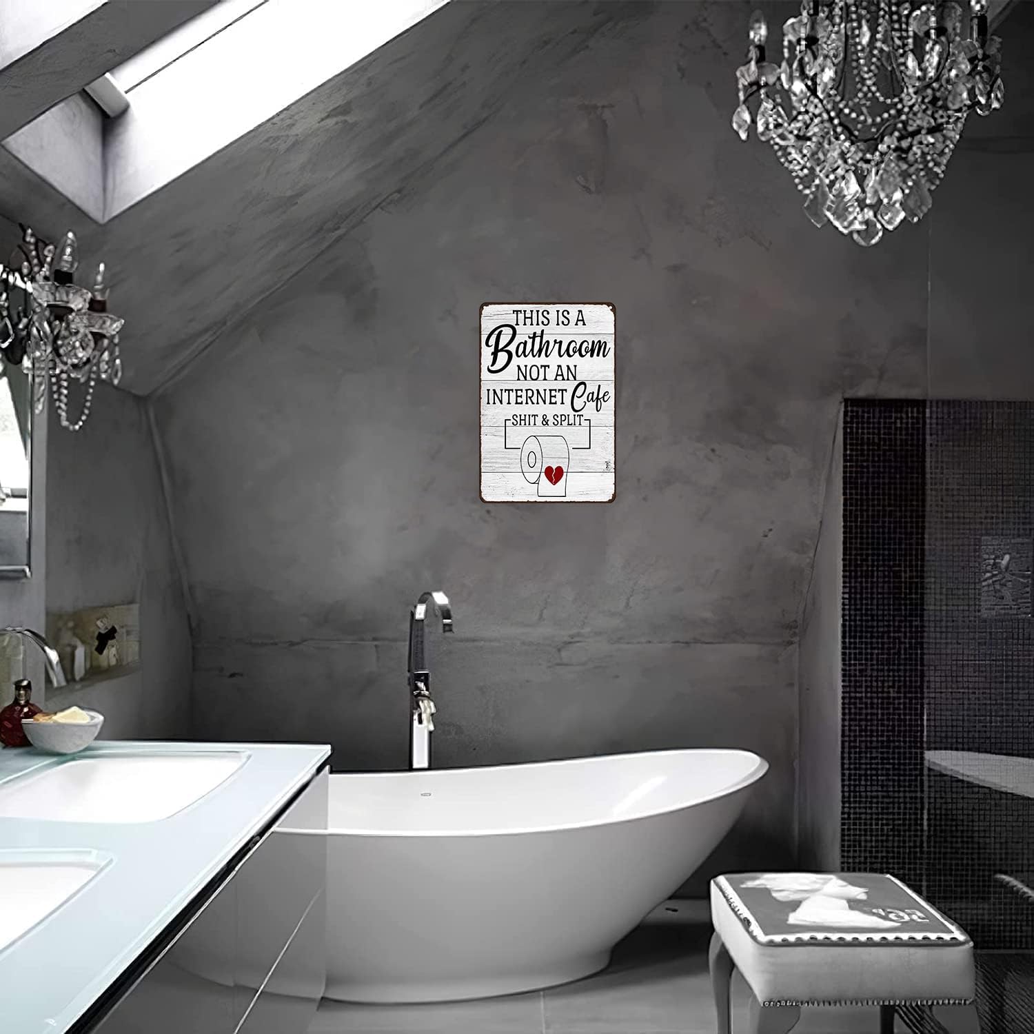 Funny Sarcastic Bathroom Decor Sign 8x12 Inches