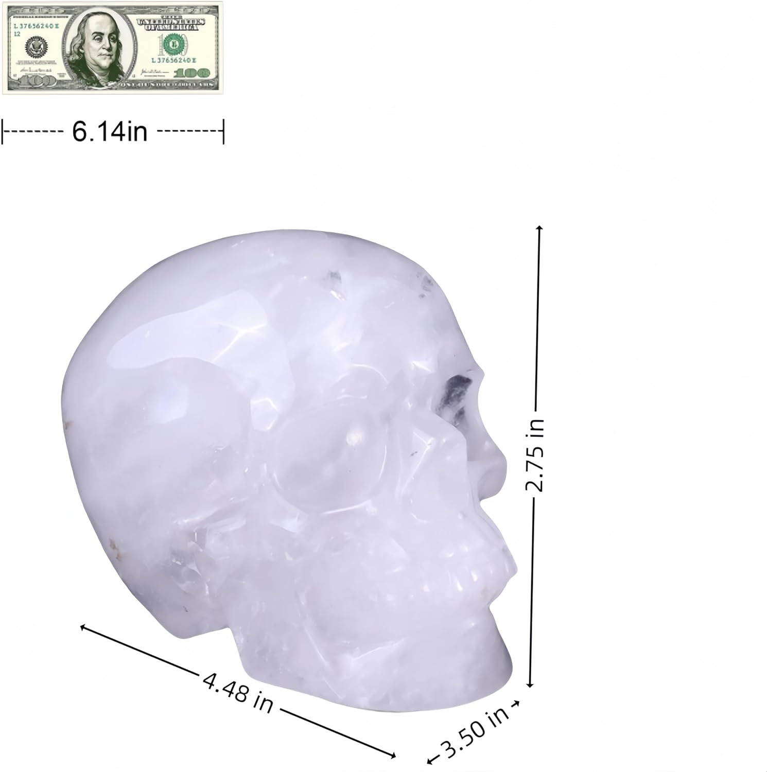 Natural Angola Quartz Crystal Skull Head Sculpture