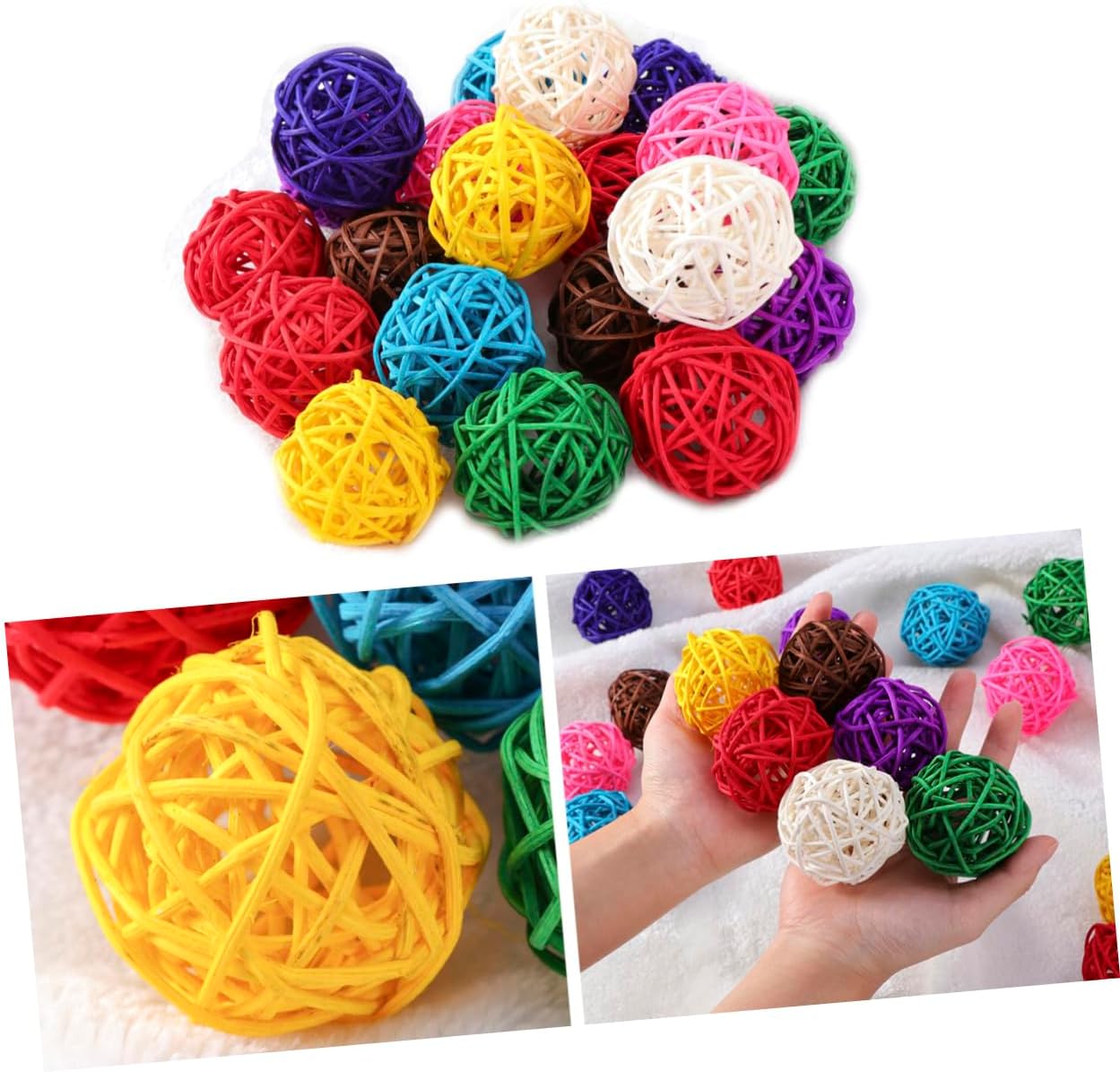 Cabilock 10pcs Assorted Rattan Decorative Balls
