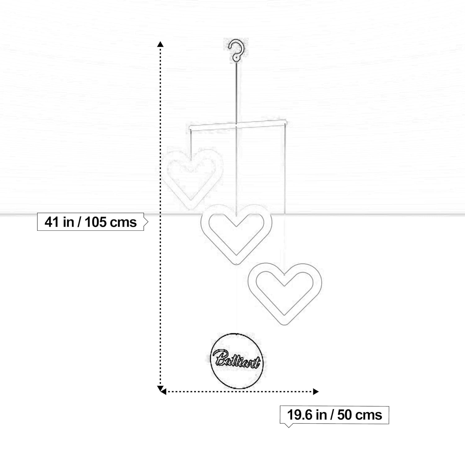 Handmade Hearts Hanging Mobile for Baby or Girls Room