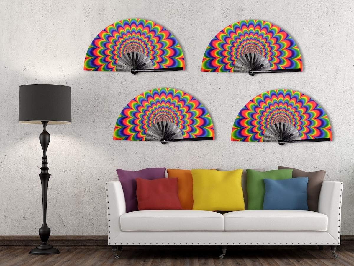 OMyTea Bamboo Large Rave Folding Hand Fan for Men Women