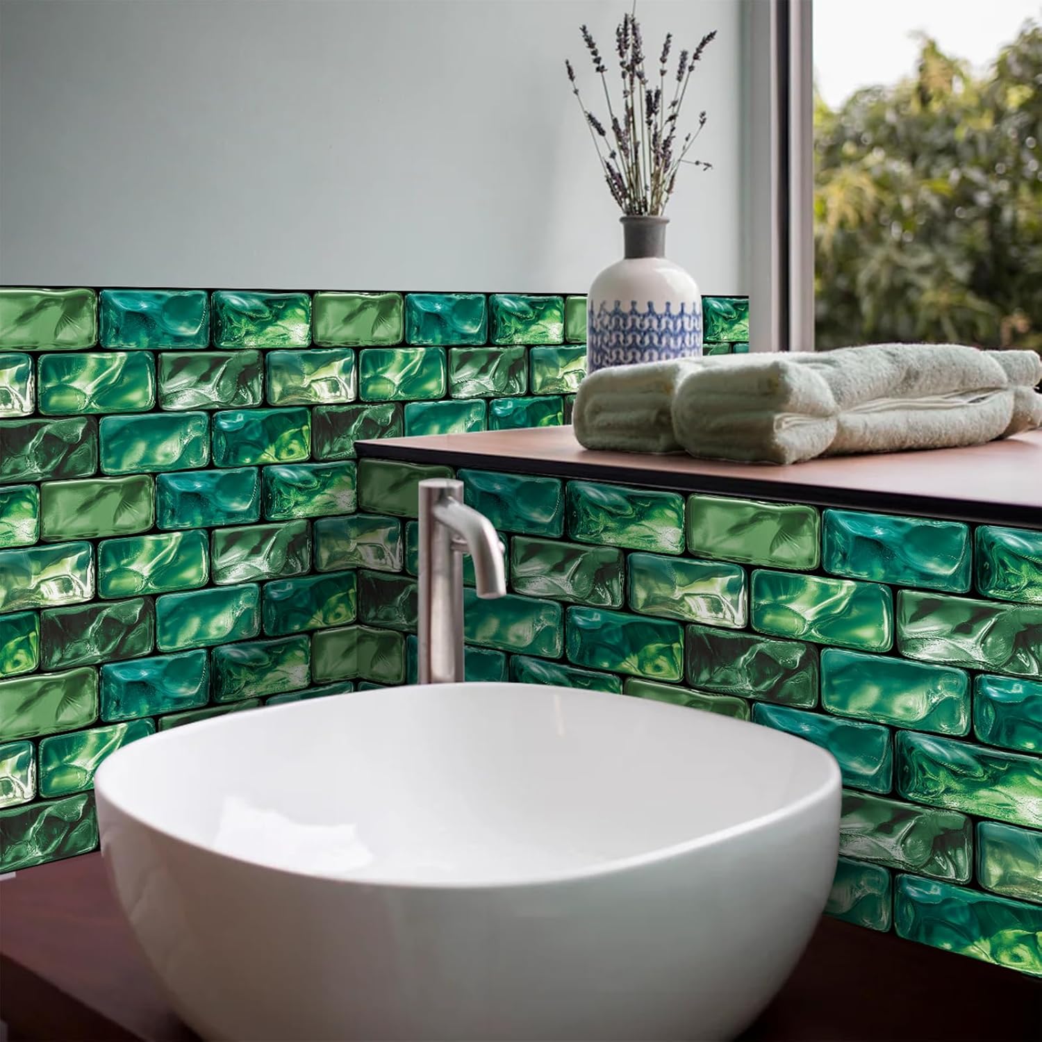 TUOKING 24-Pack Waterproof PVC Wall Stickers for Kitchen and Bathroom