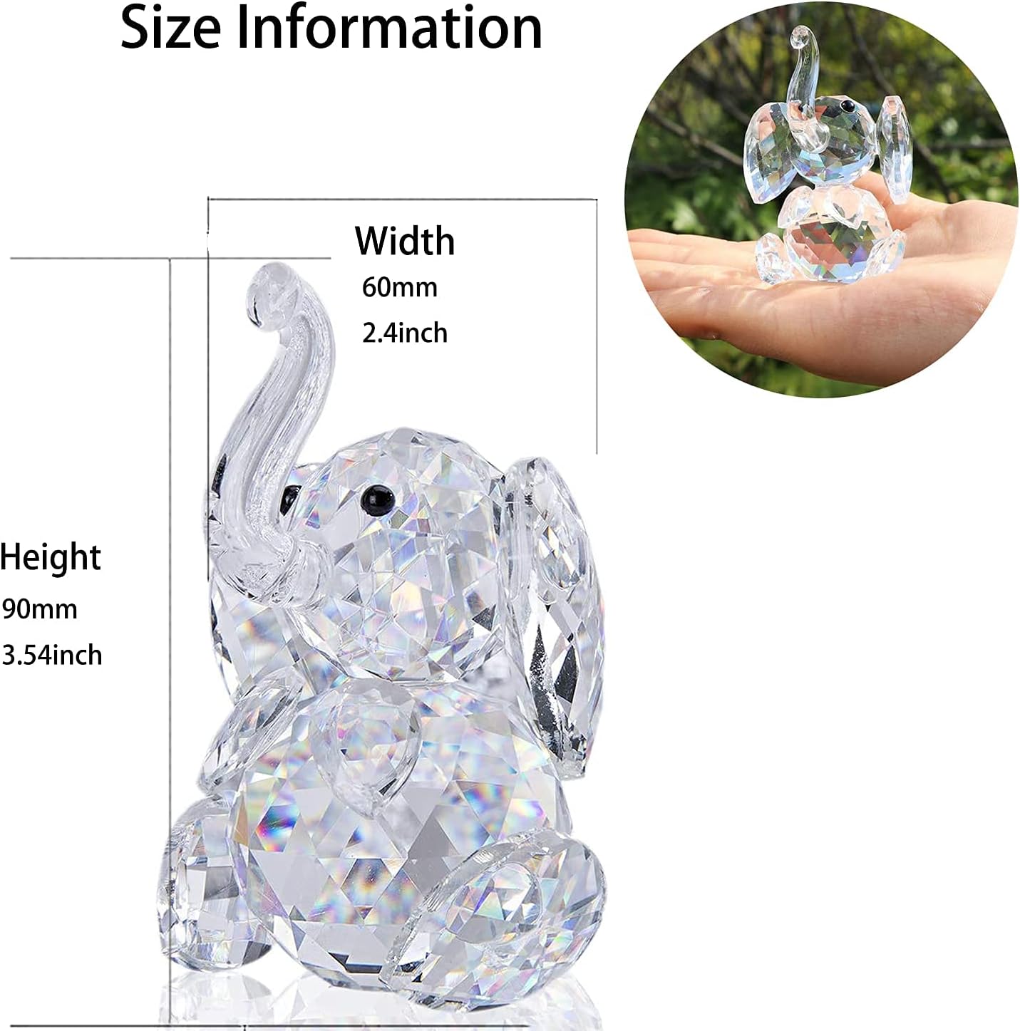 HD Crystal Cute Elephant Figurine Collection