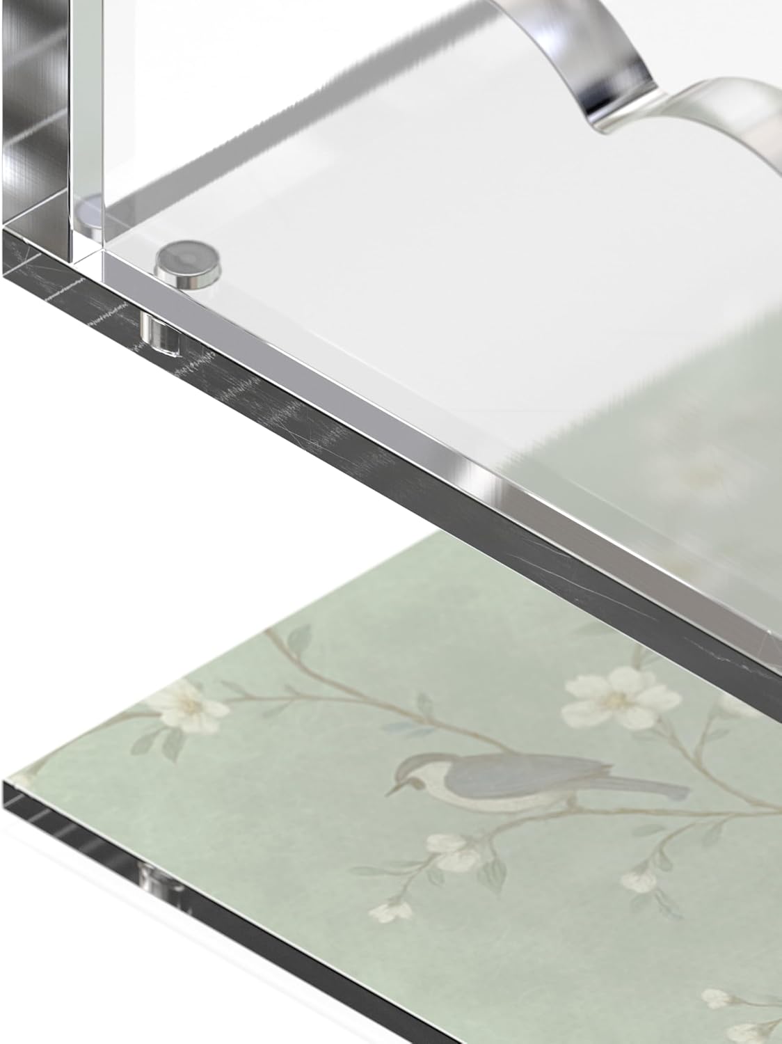 8 x 8 Scalloped Acrylic Tray with Magnetic Mat - Clear Photo Display Jewelry Organizer