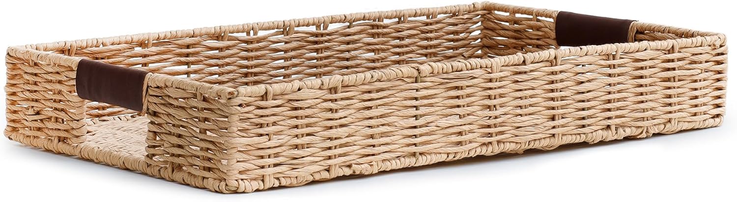Summit Living Handwoven Rattan Tray 20x12 Decorative Accessory
